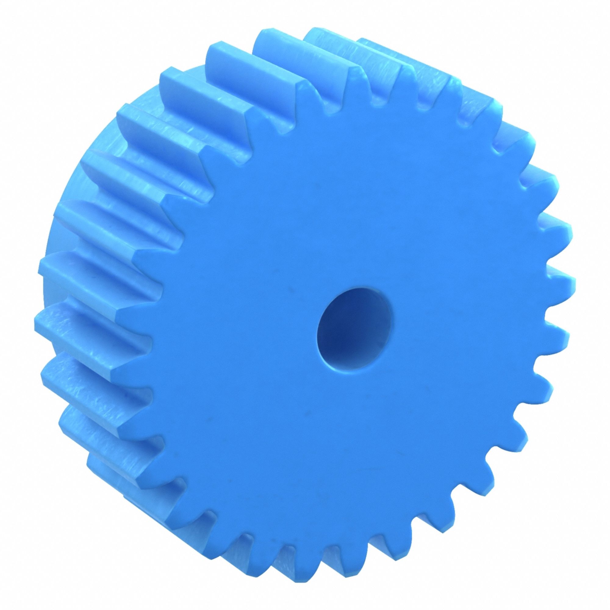 Machined Spur Gear: Module m 2.5, 28 Teeth, 12 mm Bore Dia, Nylon, 20° Pressure Angle, Plain Bore