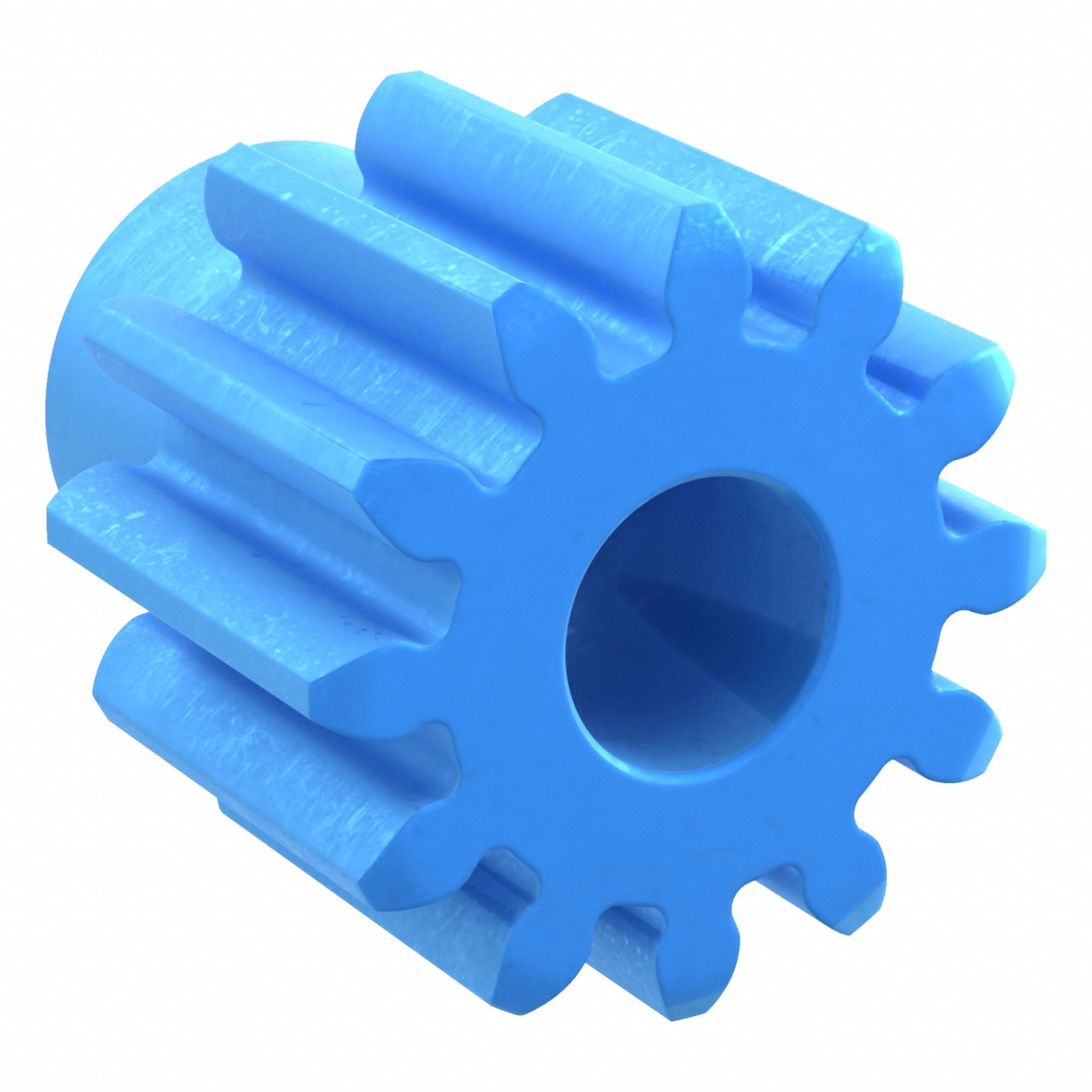 Machined Spur Gear: Module m 2, 12 Teeth, 10 mm Bore Dia, Nylon, 20° Pressure Angle, Plain Bore