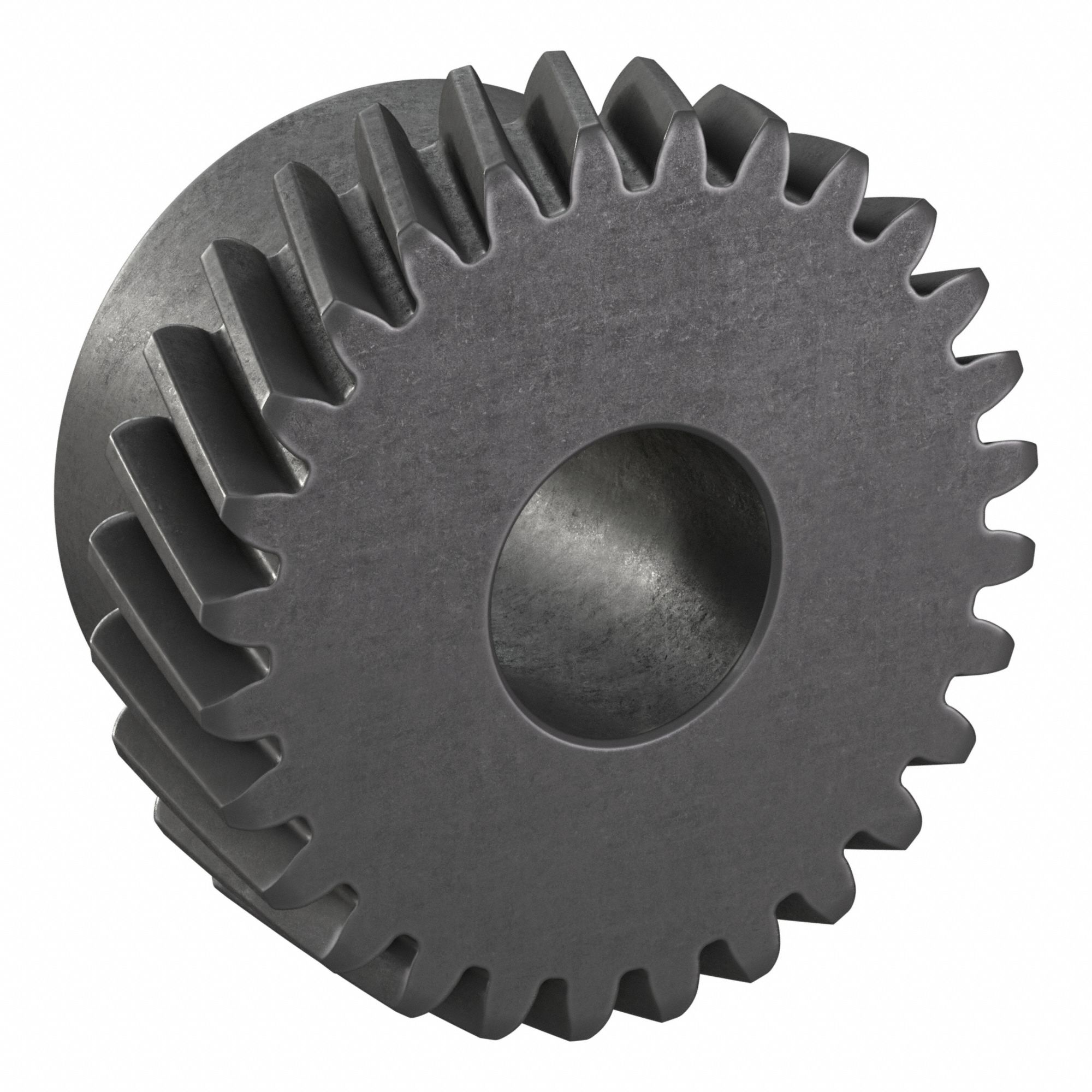 Ground Helical Gear: Right Hand, Module m 1.5, Black Oxide-Coated Except Teeth, 28 Teeth