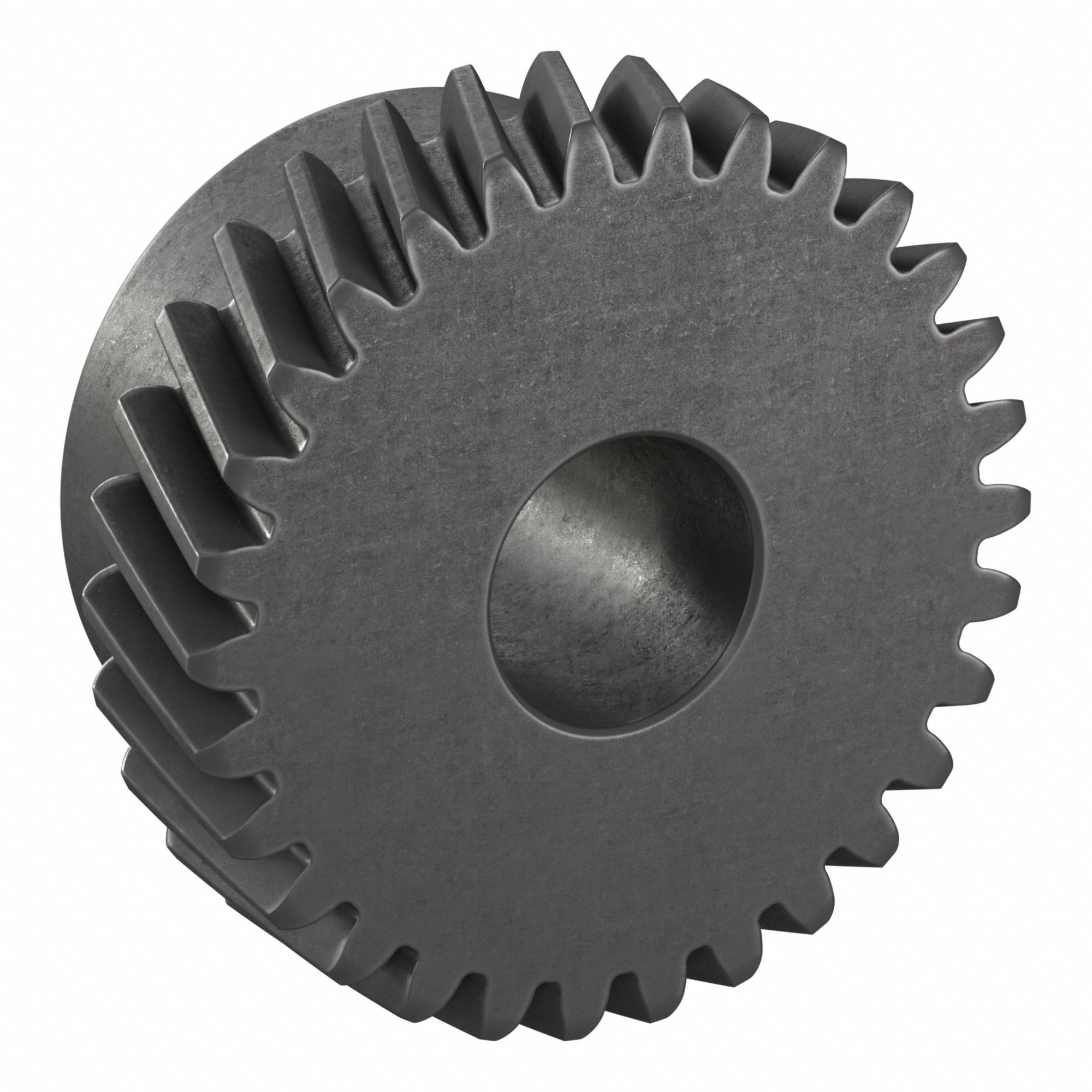 Ground Helical Gear: Right Hand, Module m 1.5, Black Oxide-Coated Except Teeth, 30 Teeth