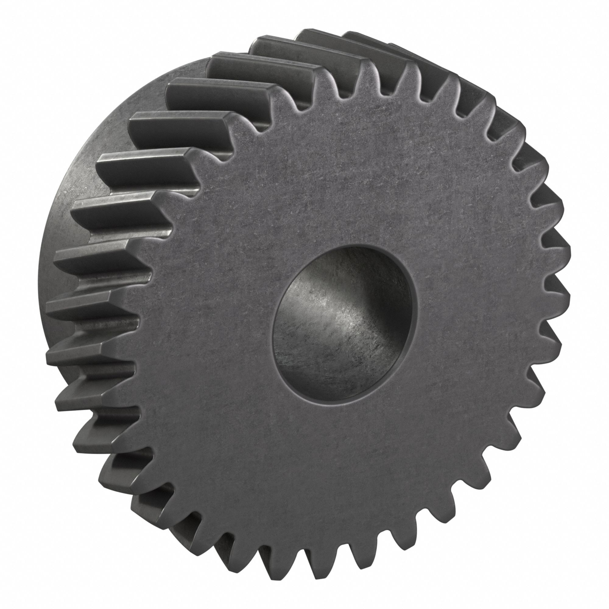 Ground Helical Gear: Left Hand, Module m 1.5, Black Oxide-Coated Except Teeth, 32 Teeth