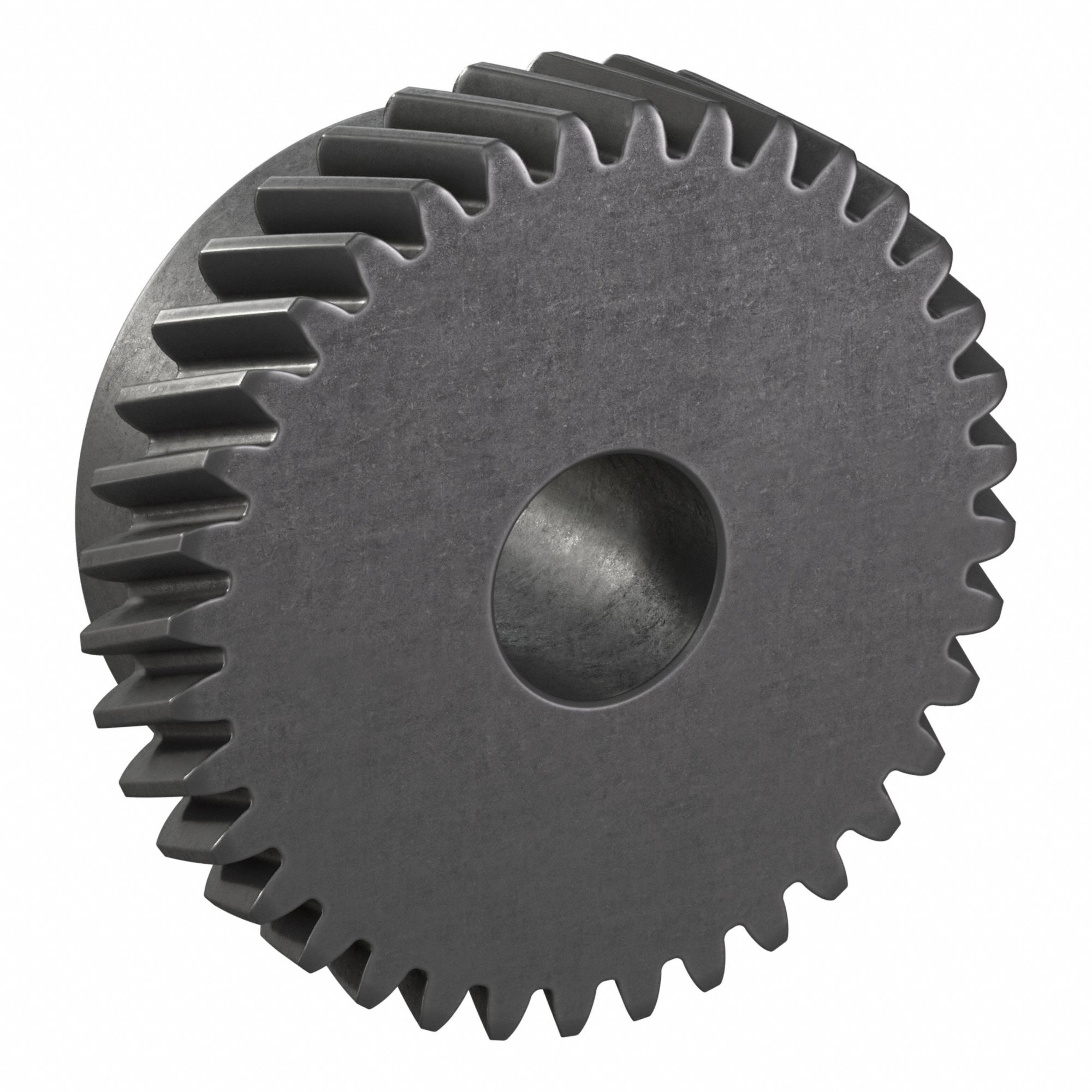 Ground Helical Gear: Left Hand, Module m 1.5, Black Oxide-Coated Except Teeth, 36 Teeth