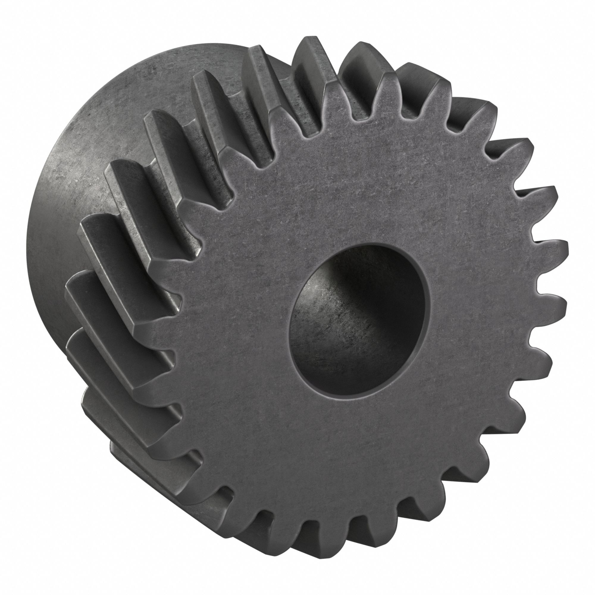Ground Helical Gear: Right Hand, Module m 1, Black Oxide-Coated Except Teeth, 24 Teeth