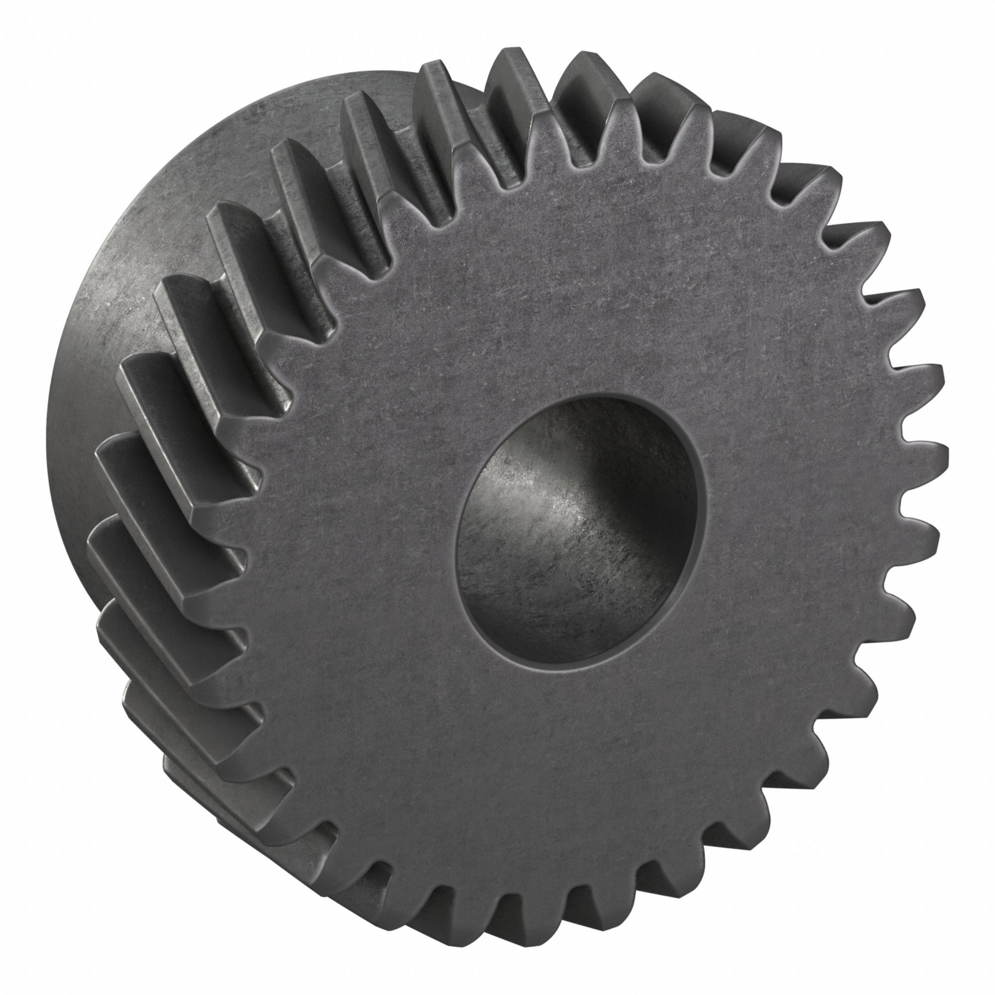 Ground Helical Gear: Right Hand, Module m 1, Black Oxide-Coated Except Teeth, 30 Teeth