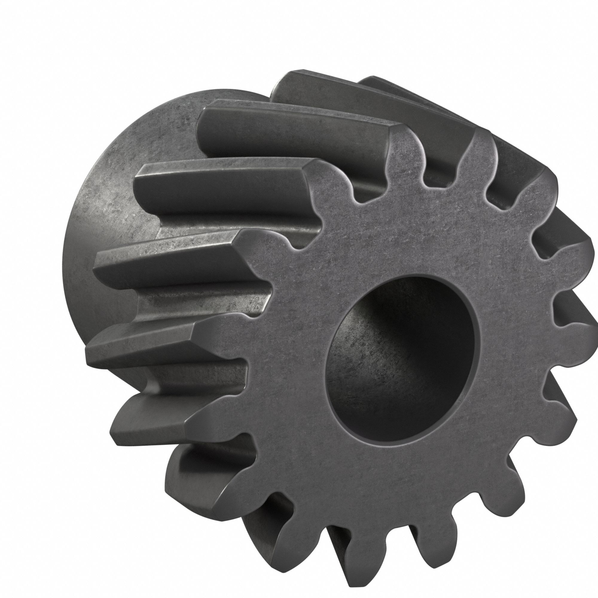 Ground Helical Gear: Left Hand, Module m 2, Black Oxide-Coated Except Teeth, 15 Teeth