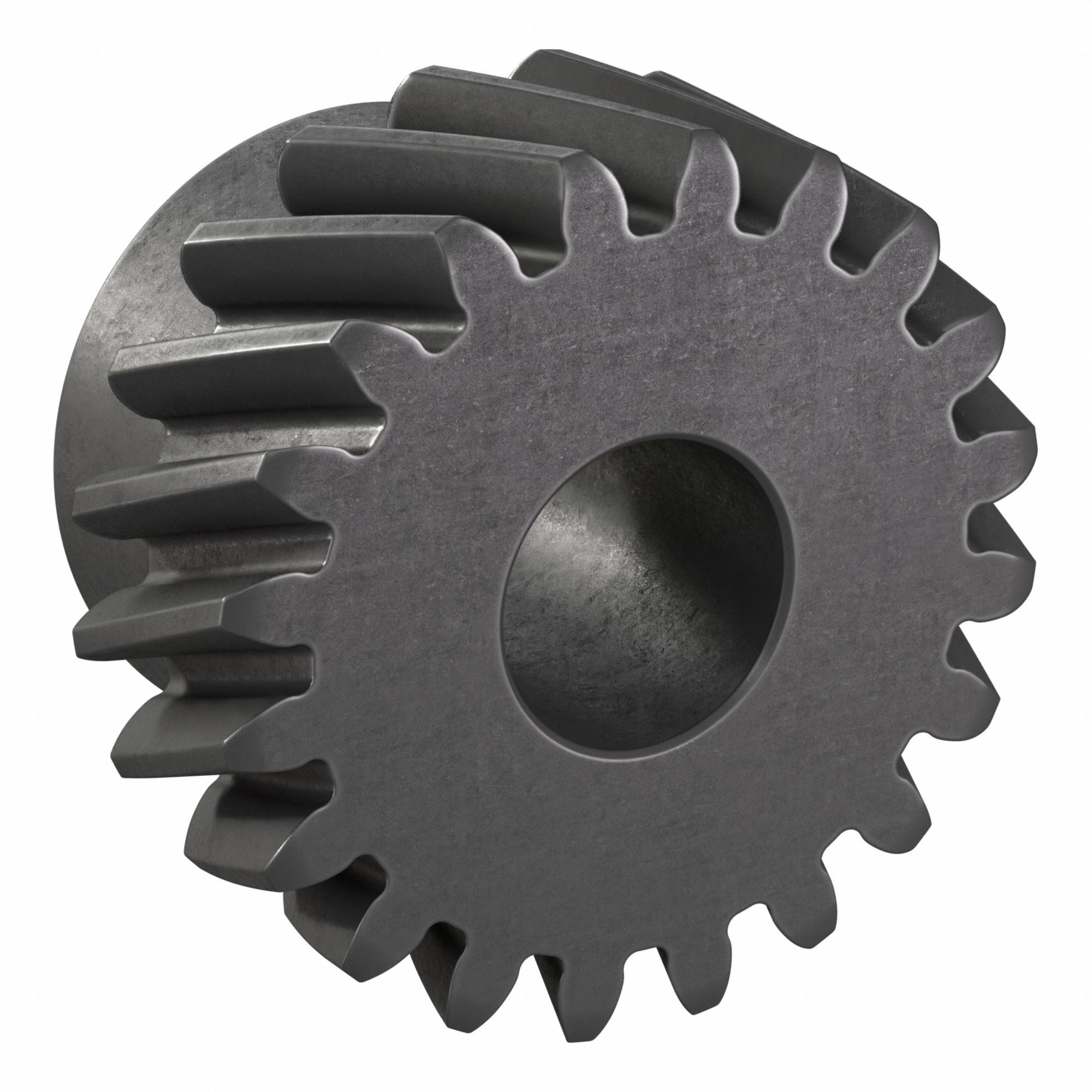 Ground Helical Gear: Left Hand, Module m 2, Black Oxide-Coated Except Teeth, 20 Teeth