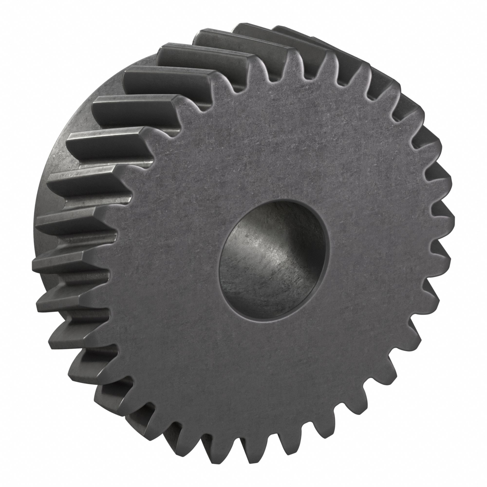 Ground Helical Gear: Left Hand, Module m 2, Black Oxide-Coated Except Teeth, 30 Teeth