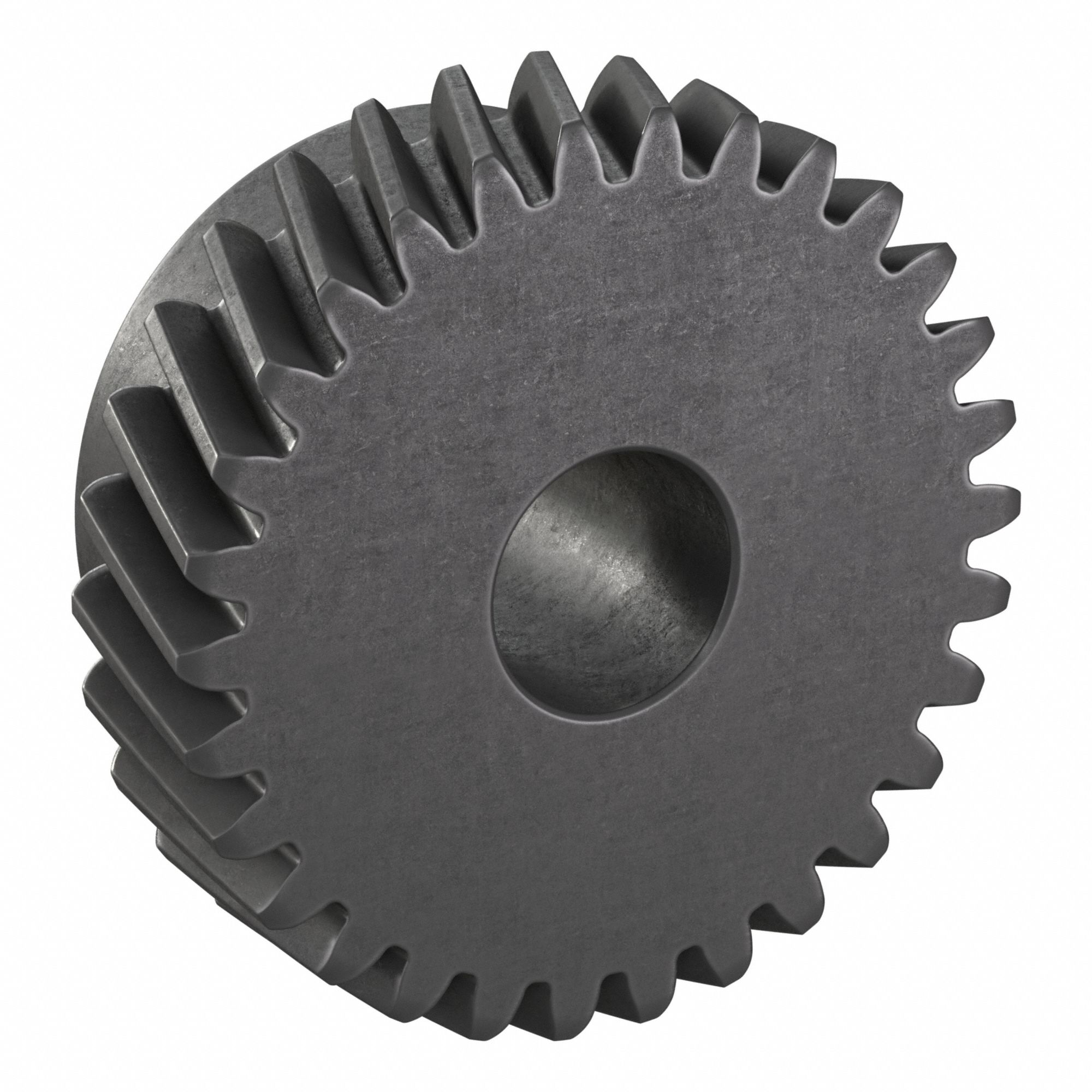 Ground Helical Gear: Right Hand, Module m 2, Black Oxide-Coated Except Teeth, 30 Teeth
