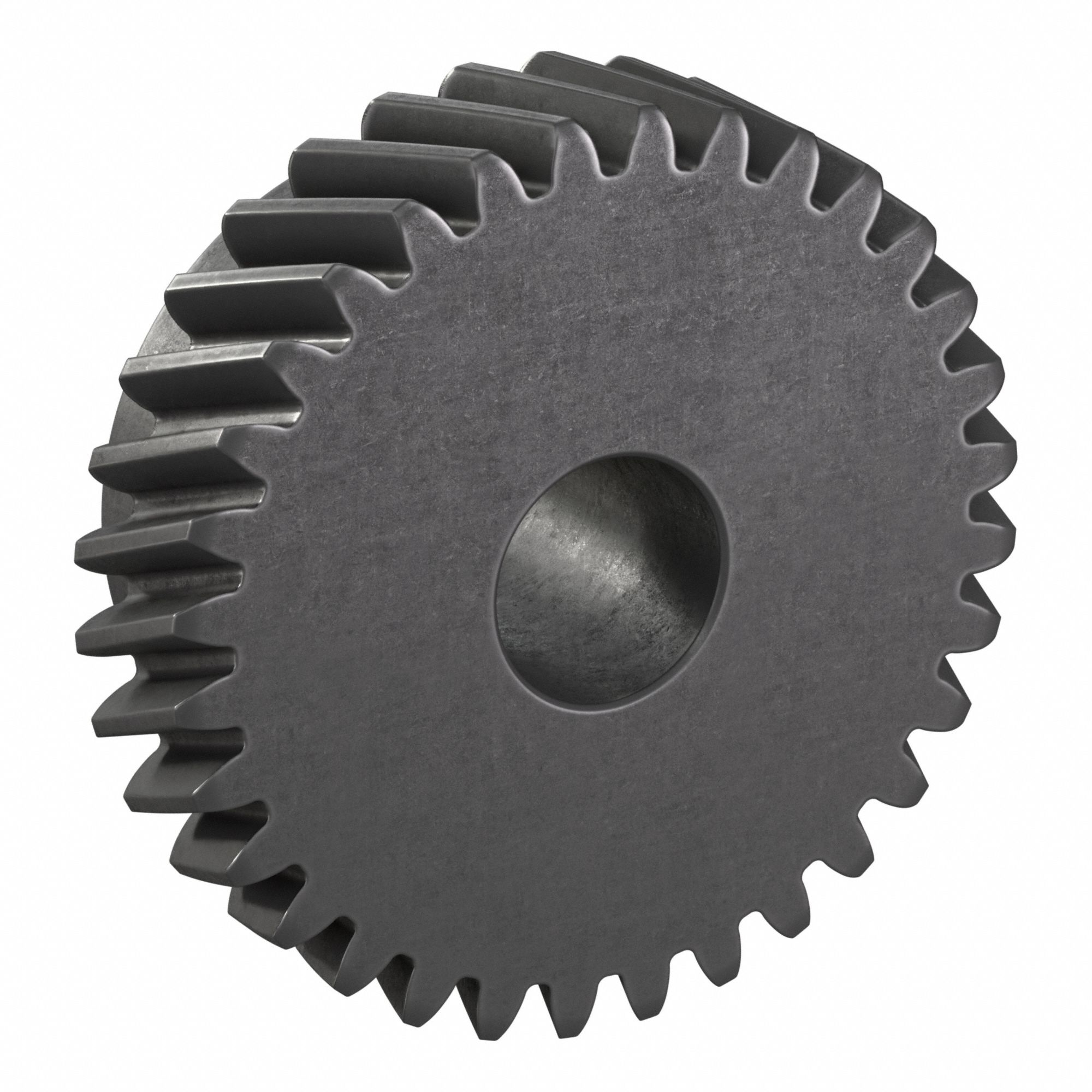 Ground Helical Gear: Left Hand, Module m 2, Black Oxide-Coated Except Teeth, 32 Teeth