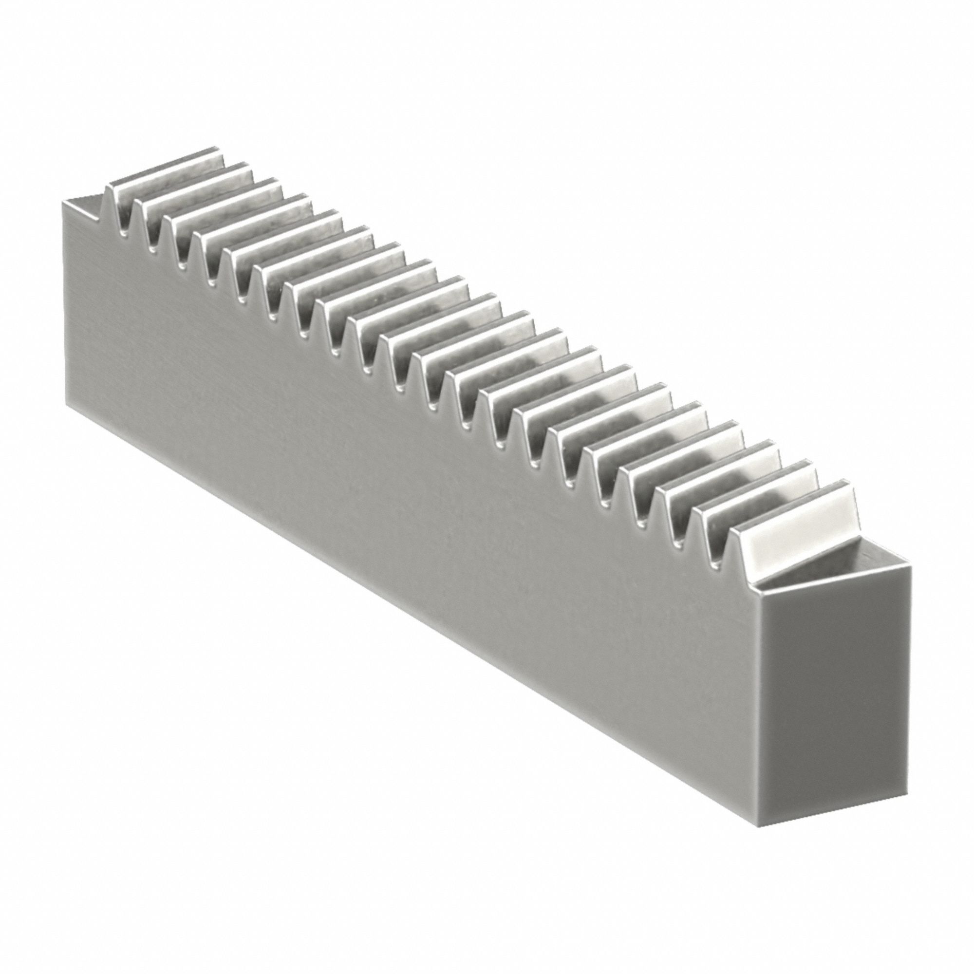 Gear Rack: Rectangular, Left Hand, 21.5° Spiral, Module m 1.5, 100 mm Lg., Alloy Steel