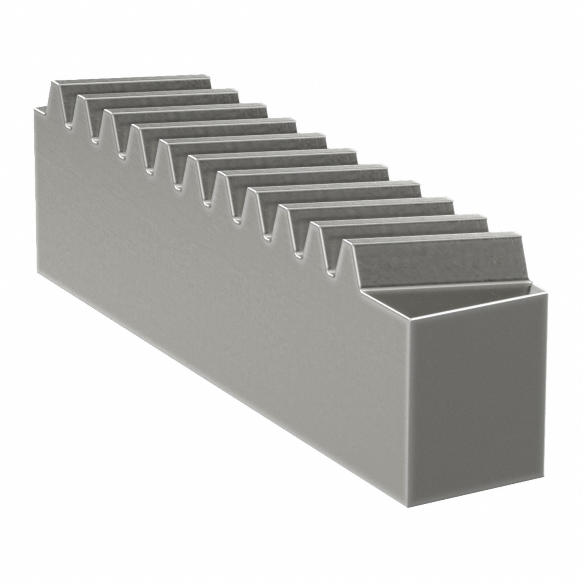 Gear Rack: Rectangular, Right Hand, 21.5° Spiral, Module m 2.5, 100 mm Lg., Alloy Steel