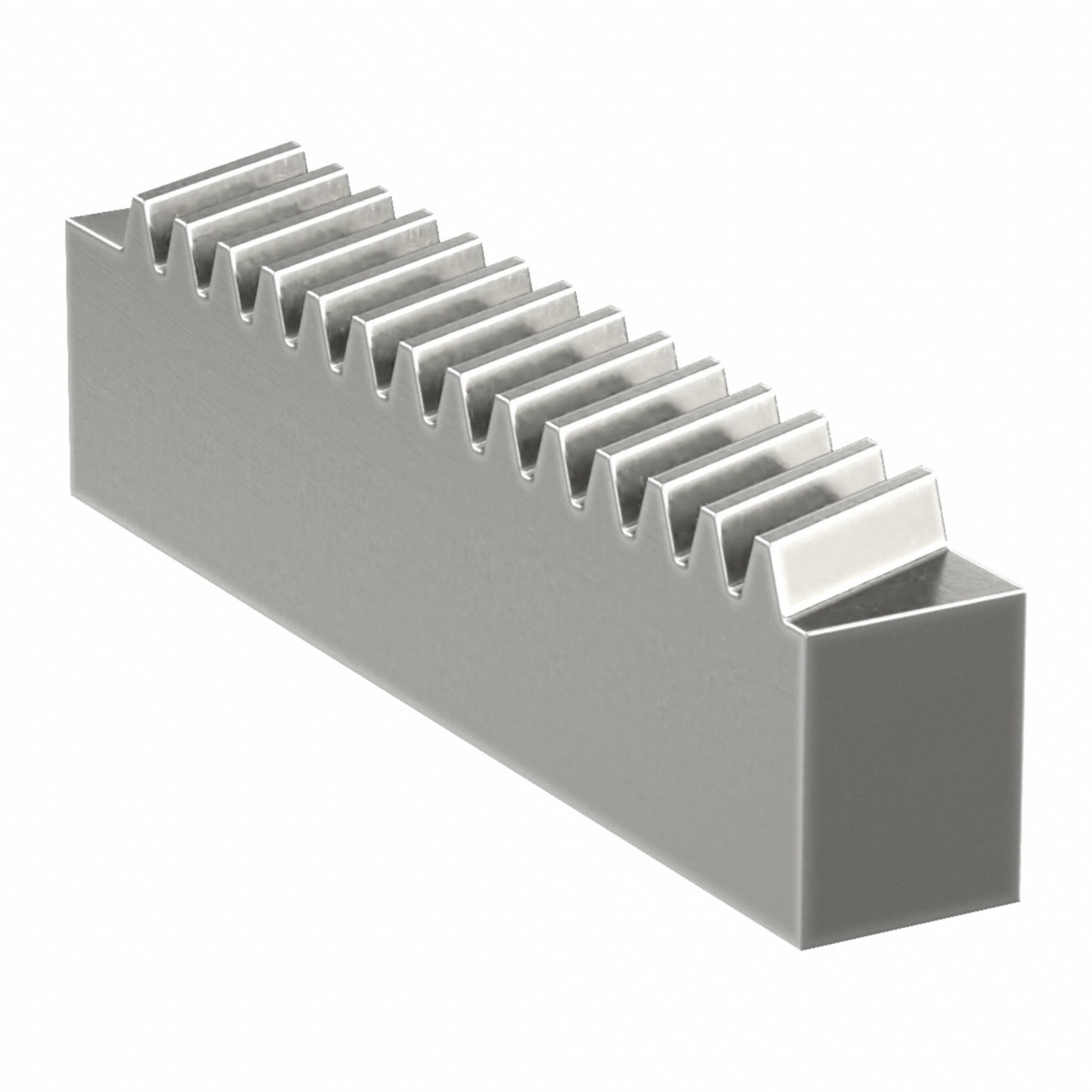 Gear Rack: Rectangular, Left Hand, 21.5° Spiral, Module m 2, 100 mm Lg., Alloy Steel, Hardened Teeth