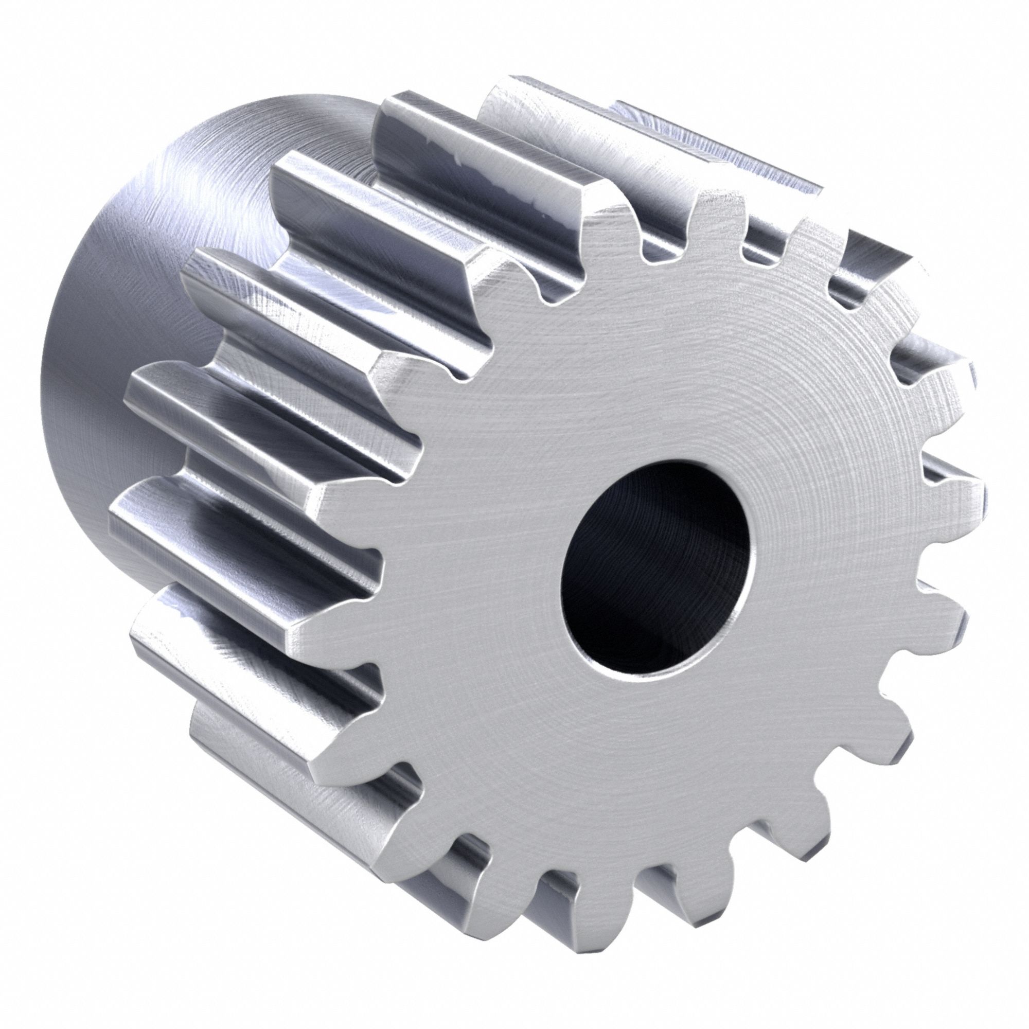 Spur Gear: Module m 1.5, 18 Teeth, 8 mm Bore Dia, Stainless Steel, 20° Pressure Angle, Plain Bore