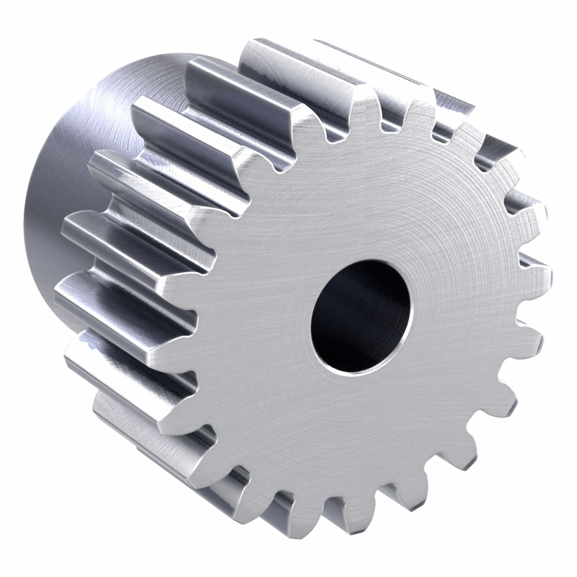 Spur Gear: Module m 1.5, 20 Teeth, 8 mm Bore Dia, Stainless Steel, 20° Pressure Angle, Plain Bore
