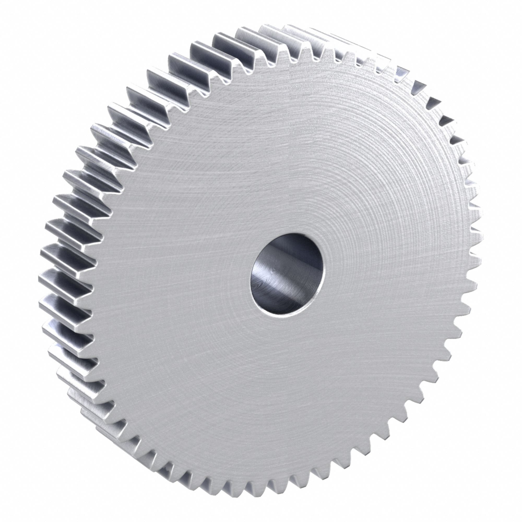 Spur Gear: Module m 1, 55 Teeth, 10 mm Bore Dia, Stainless Steel, 20° Pressure Angle, Plain Bore