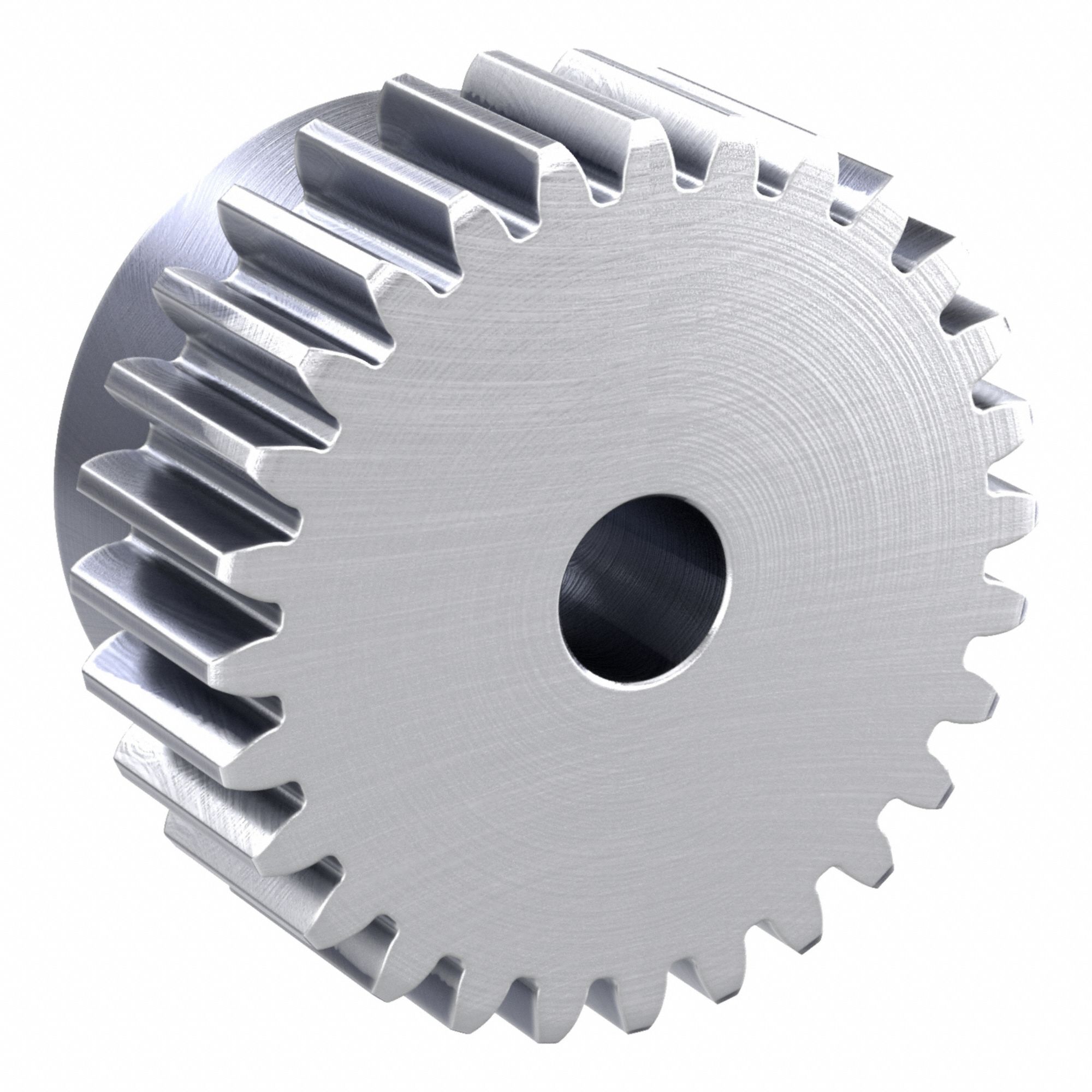 Spur Gear: Module m 2.5, 28 Teeth, 15 mm Bore Dia, Stainless Steel, 20° Pressure Angle, Plain Bore