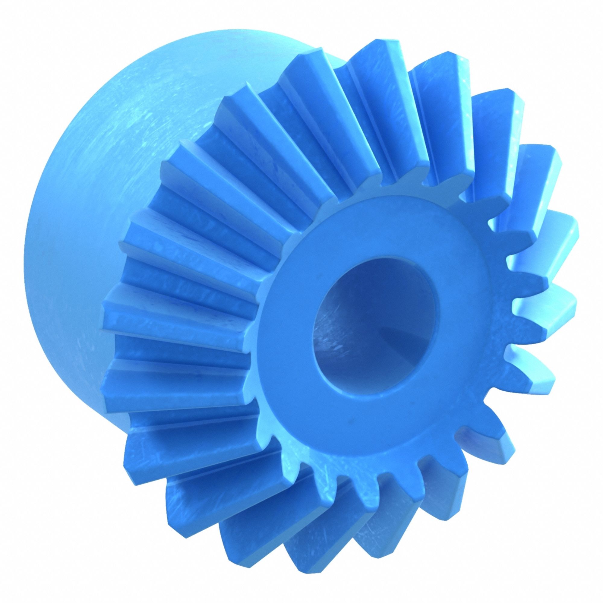 Miter Gear: For 90° Shaft Angle, Module m 1.5, 20 Teeth, Nylon, 8 mm Bore Dia, 20° Pressure Angle