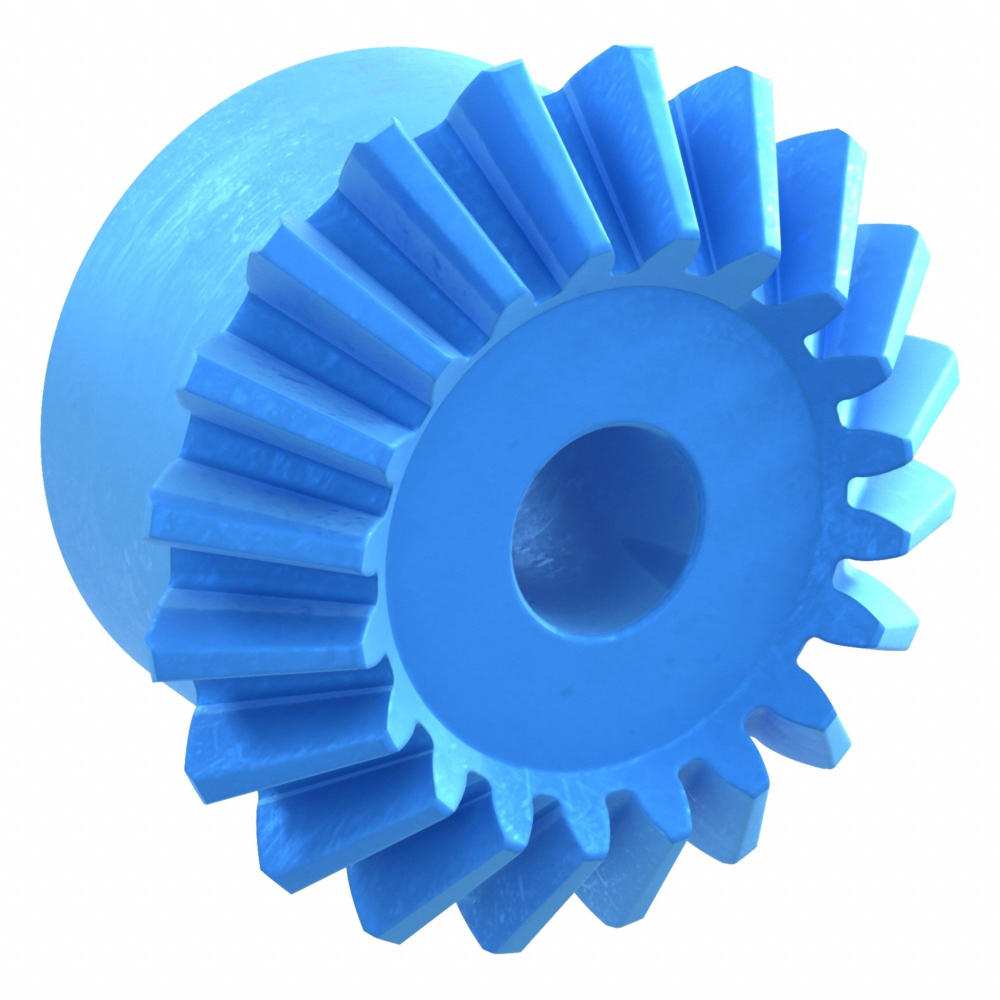 Miter Gear: For 90° Shaft Angle, Module m 2.5, 20 Teeth, Nylon, 12 mm Bore Dia, 20° Pressure Angle