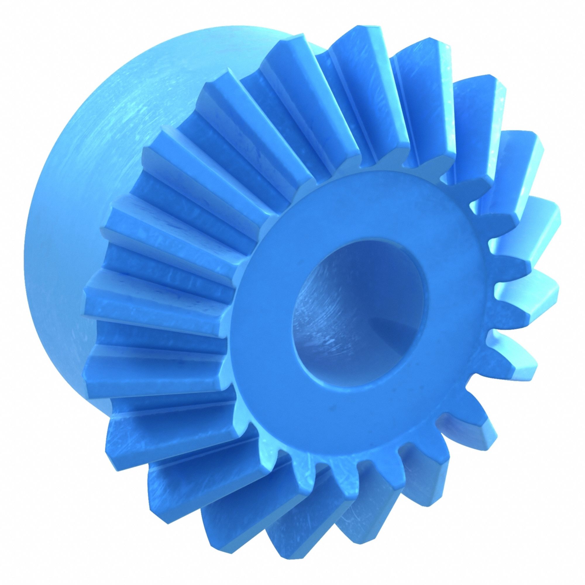 Miter Gear: For 90° Shaft Angle, Module m 3.5, 20 Teeth, Nylon, 20 mm Bore Dia, 20° Pressure Angle
