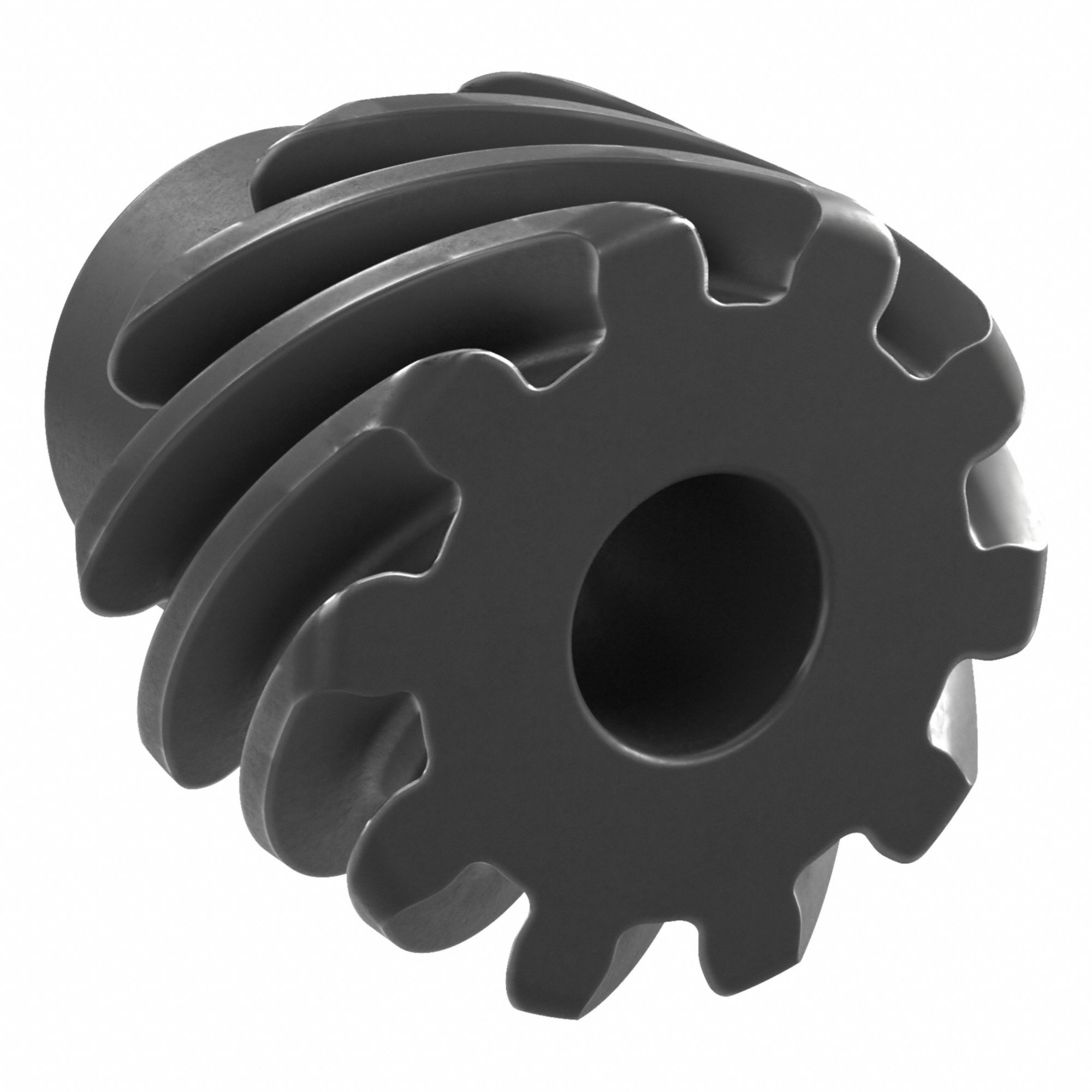 Screw Gear: Left Hand, Module m 1.5, Black Oxide Coated Carbon Steel, 8 mm Bore Dia, 10 Teeth