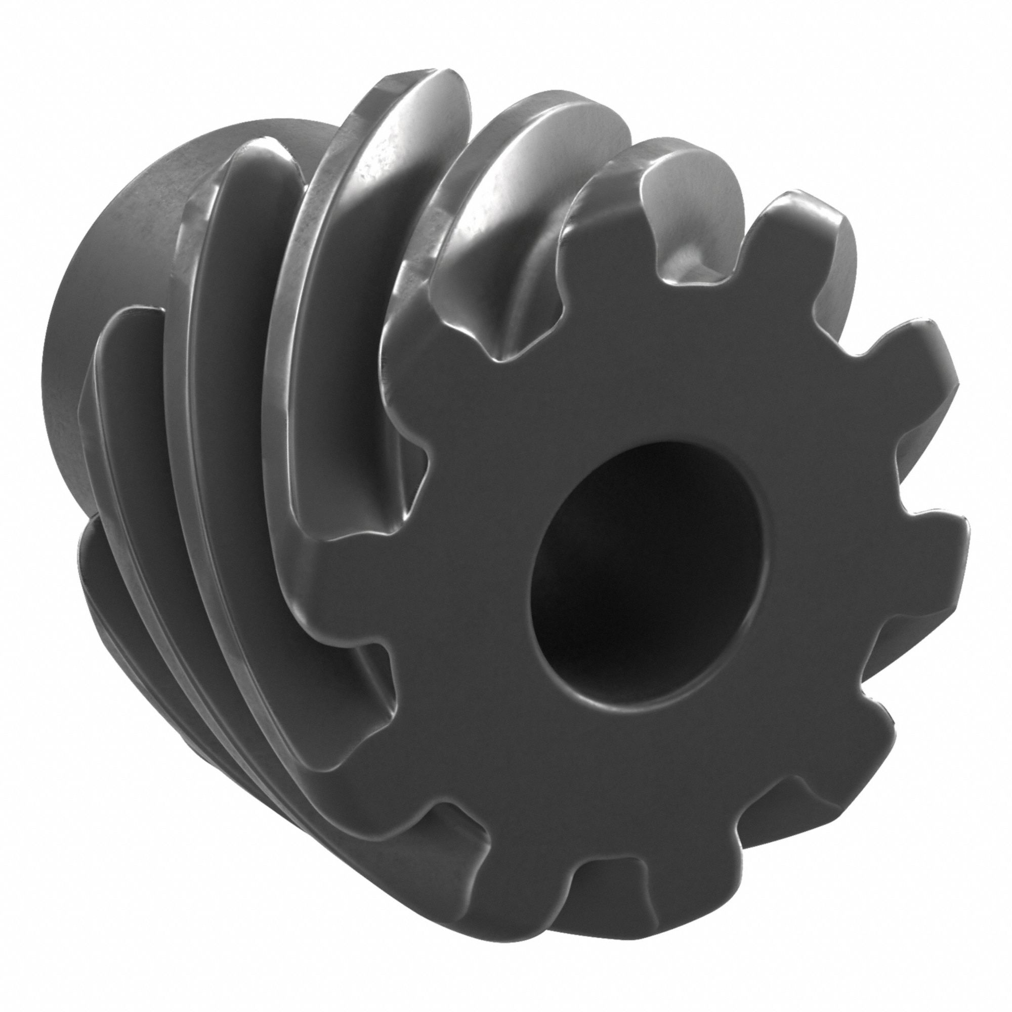Screw Gear: Right Hand, Module m 1.5, Black Oxide Coated Carbon Steel, 8 mm Bore Dia, 10 Teeth