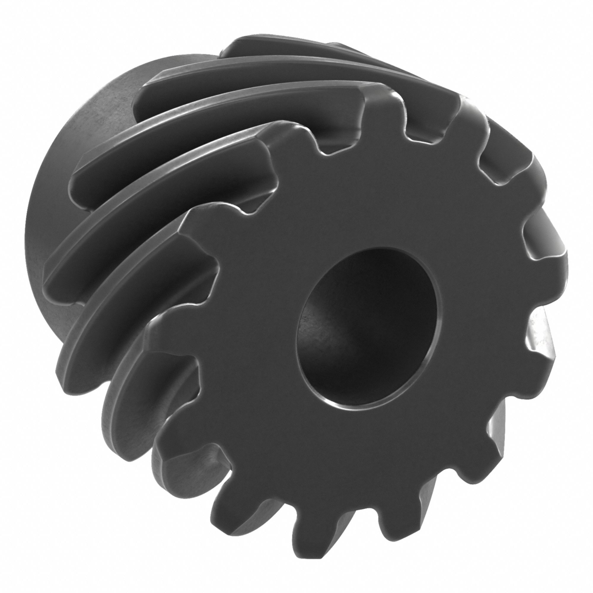 Screw Gear: Left Hand, Module m 1.5, Black Oxide Coated Carbon Steel, 10 mm Bore Dia, 13 Teeth