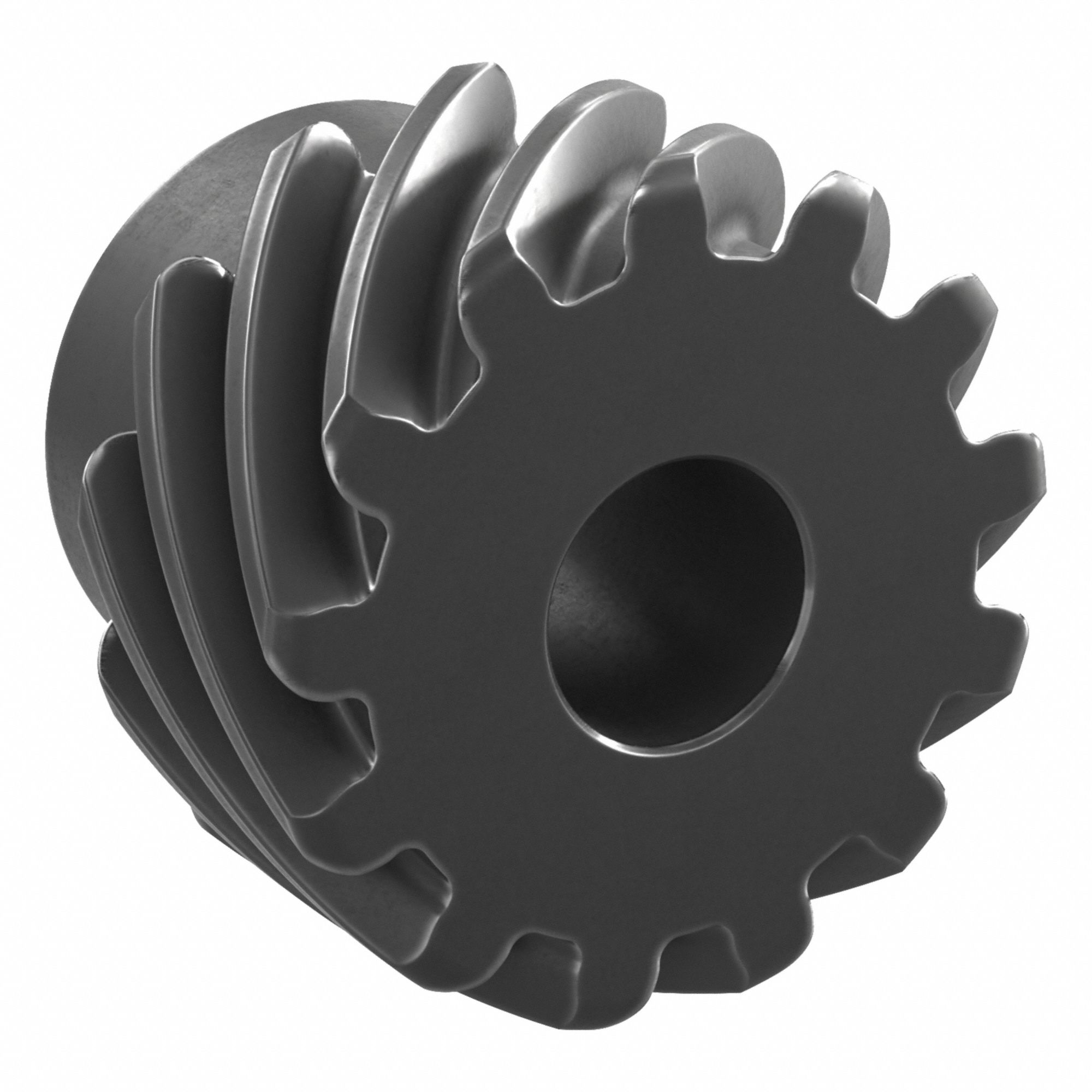 Screw Gear: Right Hand, Module m 1.5, Black Oxide Coated Carbon Steel, 10 mm Bore Dia, 13 Teeth