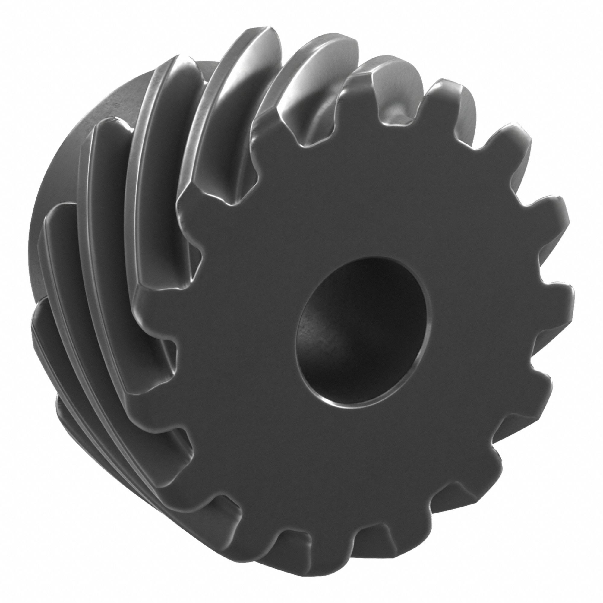 Screw Gear: Right Hand, Module m 1.5, Black Oxide Coated Carbon Steel, 10 mm Bore Dia, 15 Teeth