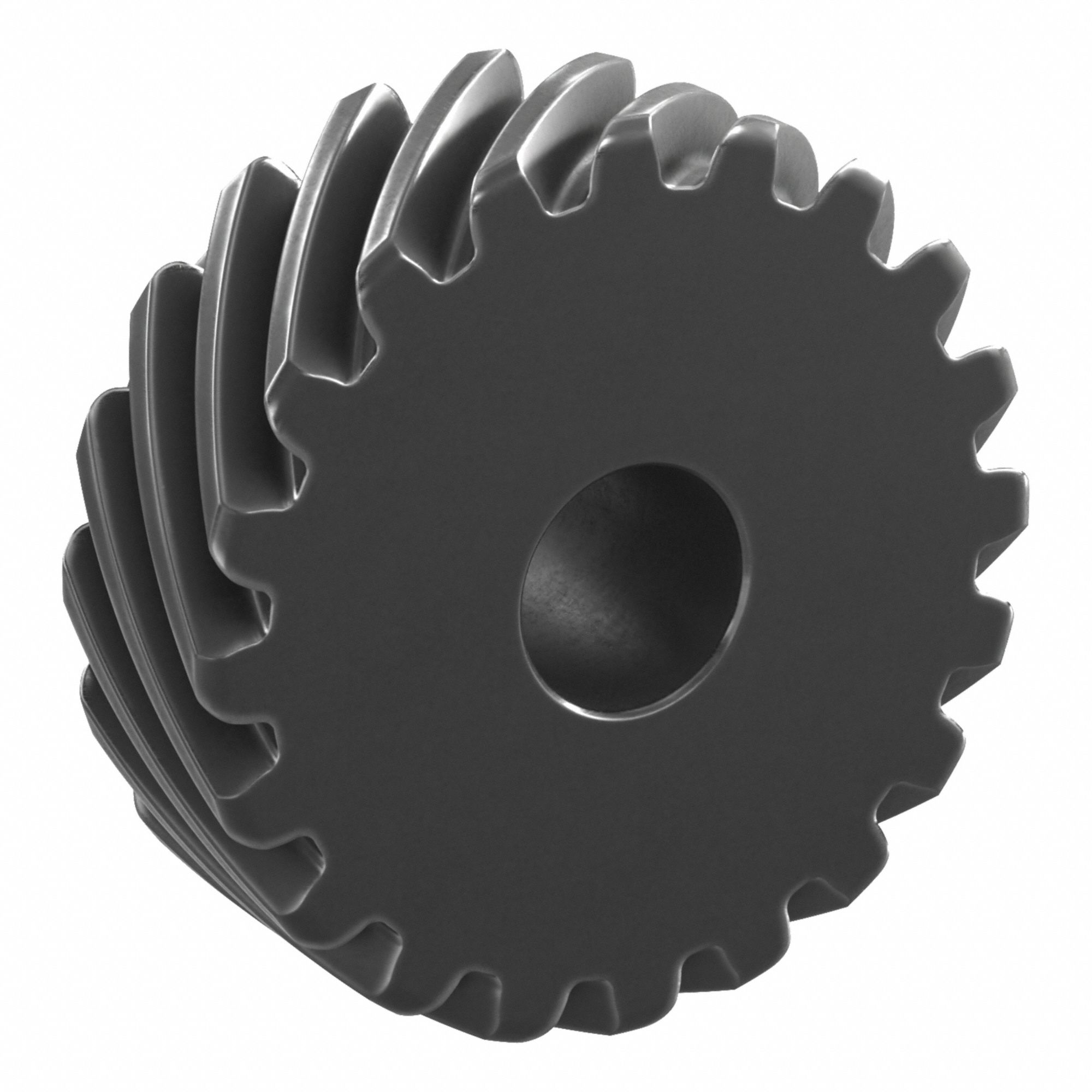 Screw Gear: Right Hand, Module m 1.5, Black Oxide Coated Carbon Steel, 12 mm Bore Dia, 20 Teeth