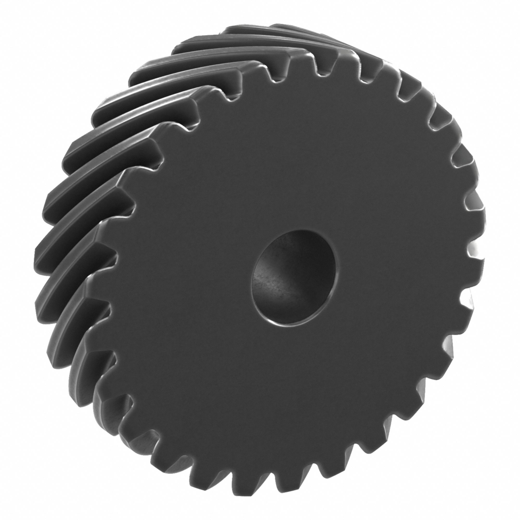 Screw Gear: Left Hand, Module m 1.5, Black Oxide Coated Carbon Steel, 12 mm Bore Dia, 26 Teeth