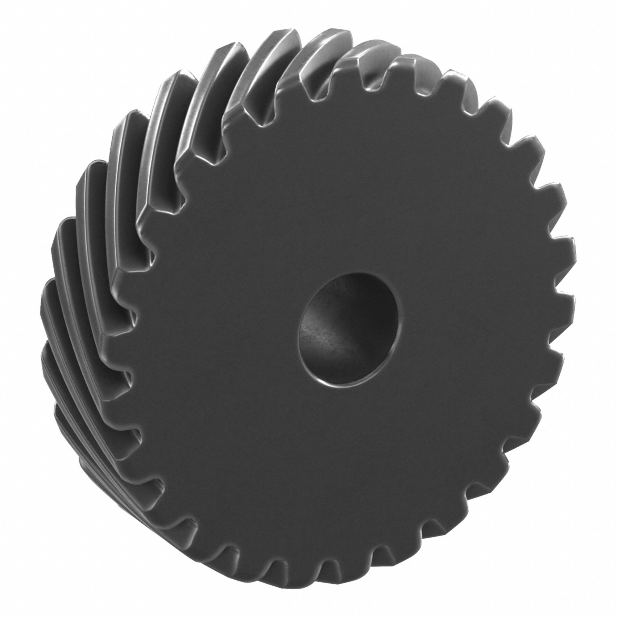 Screw Gear: Right Hand, Module m 1.5, Black Oxide Coated Carbon Steel, 12 mm Bore Dia, 26 Teeth