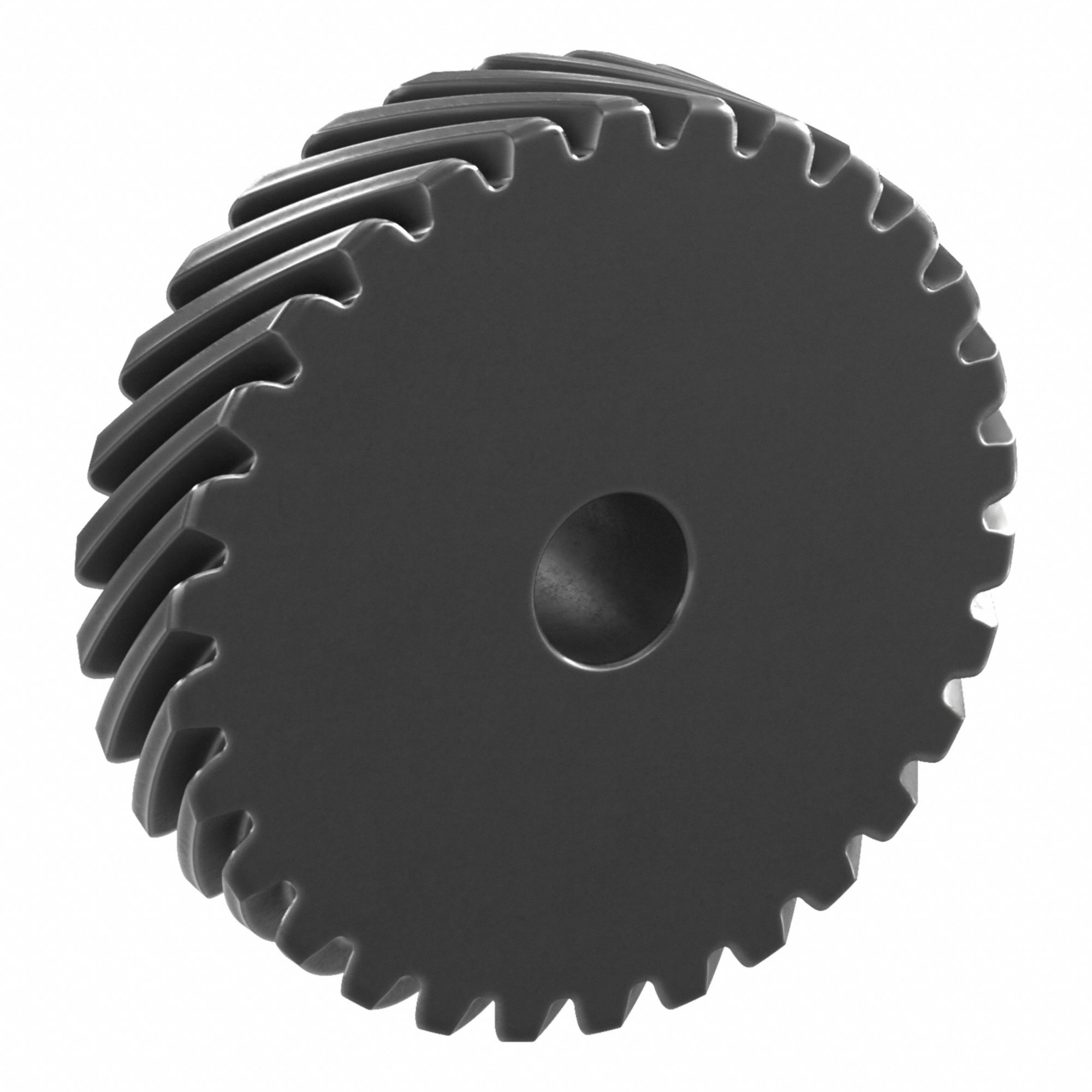 Screw Gear: Left Hand, Module m 1.5, Black Oxide Coated Carbon Steel, 12 mm Bore Dia, 30 Teeth