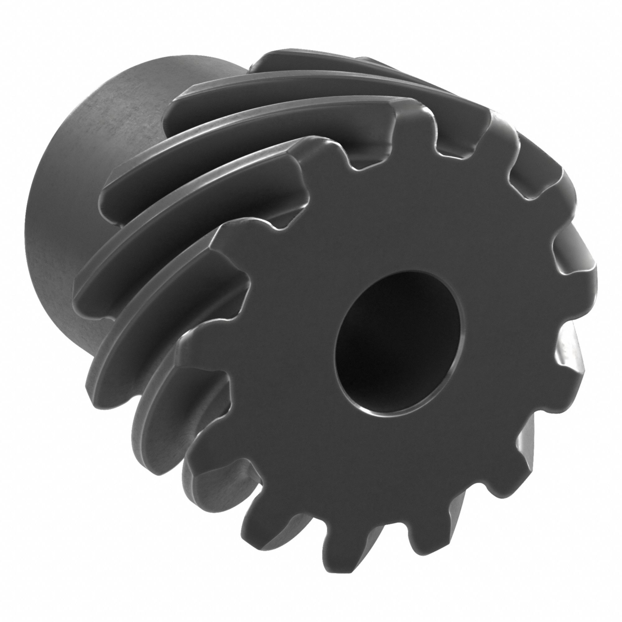 Screw Gear: Left Hand, Module m 1, Black Oxide Coated Carbon Steel, 6 mm Bore Dia, 13 Teeth