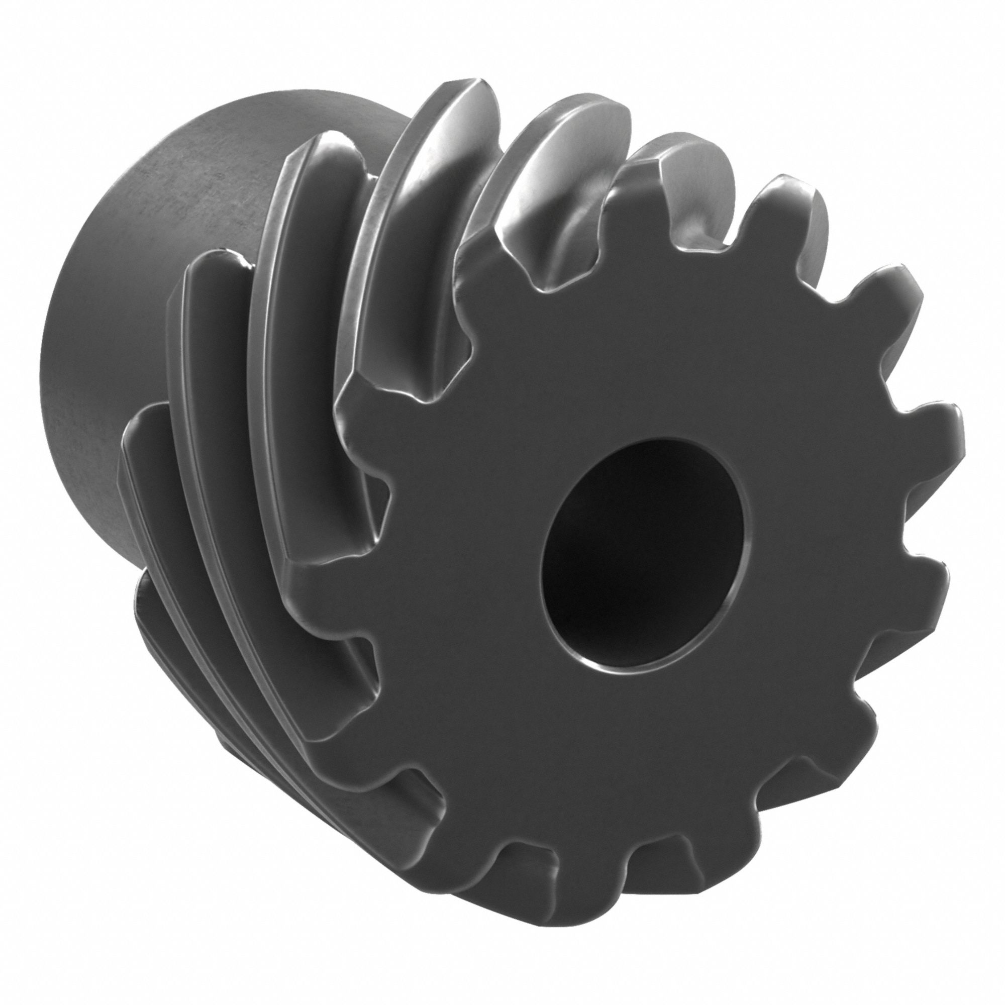 Screw Gear: Right Hand, Module m 1, Black Oxide Coated Carbon Steel, 6 mm Bore Dia, 13 Teeth