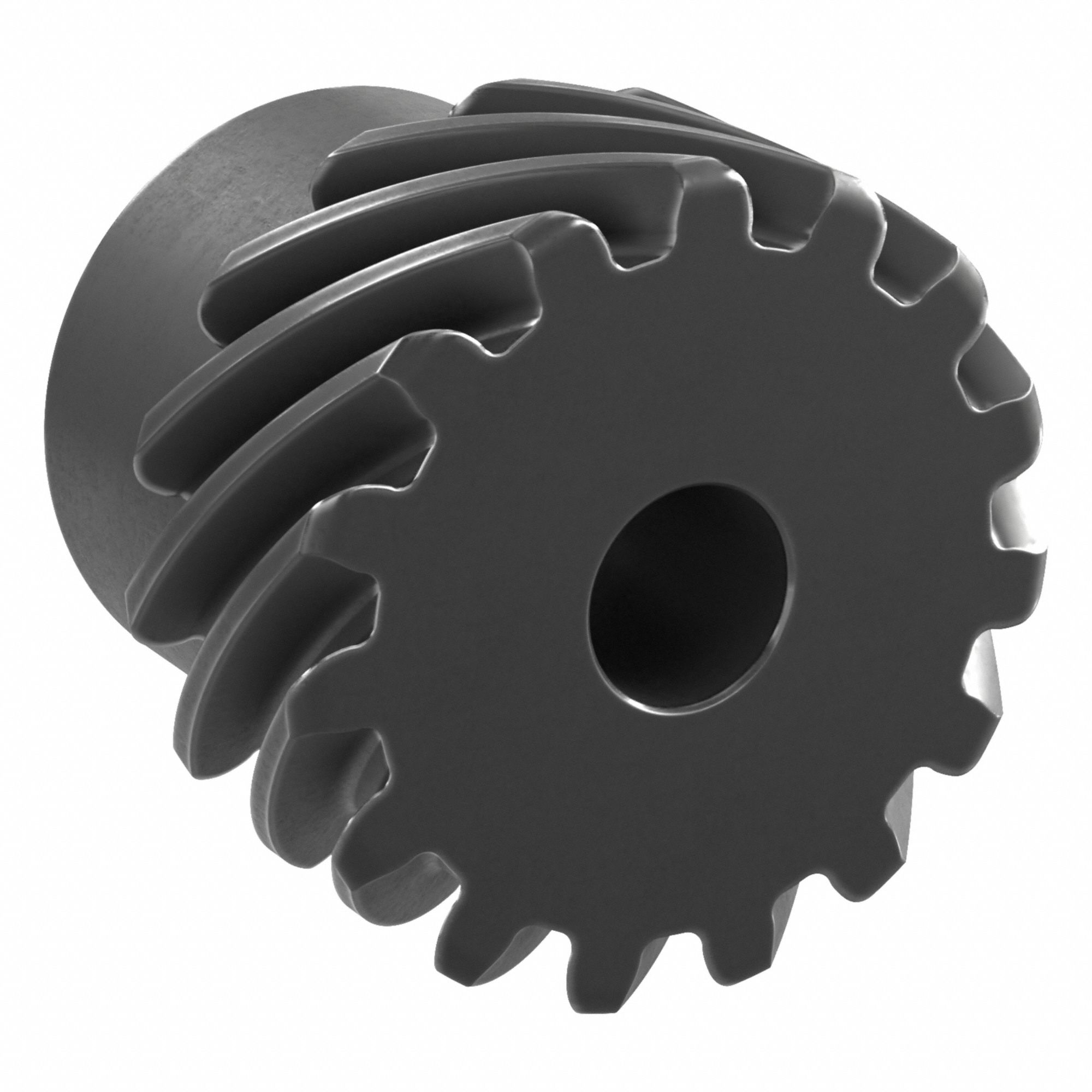 Screw Gear: Left Hand, Module m 1, Black Oxide Coated Carbon Steel, 6 mm Bore Dia, 15 Teeth