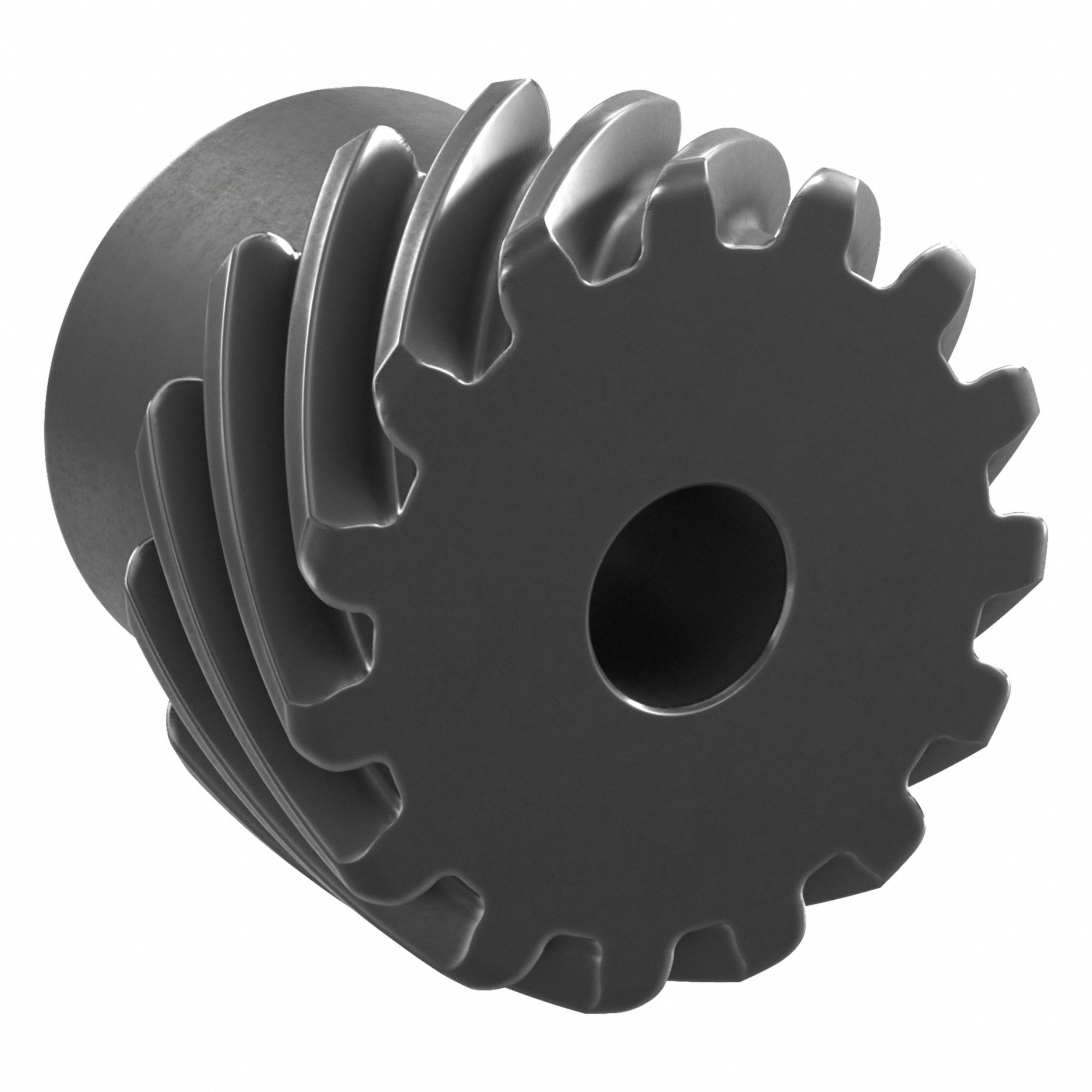 Screw Gear: Right Hand, Module m 1, Black Oxide Coated Carbon Steel, 6 mm Bore Dia, 15 Teeth