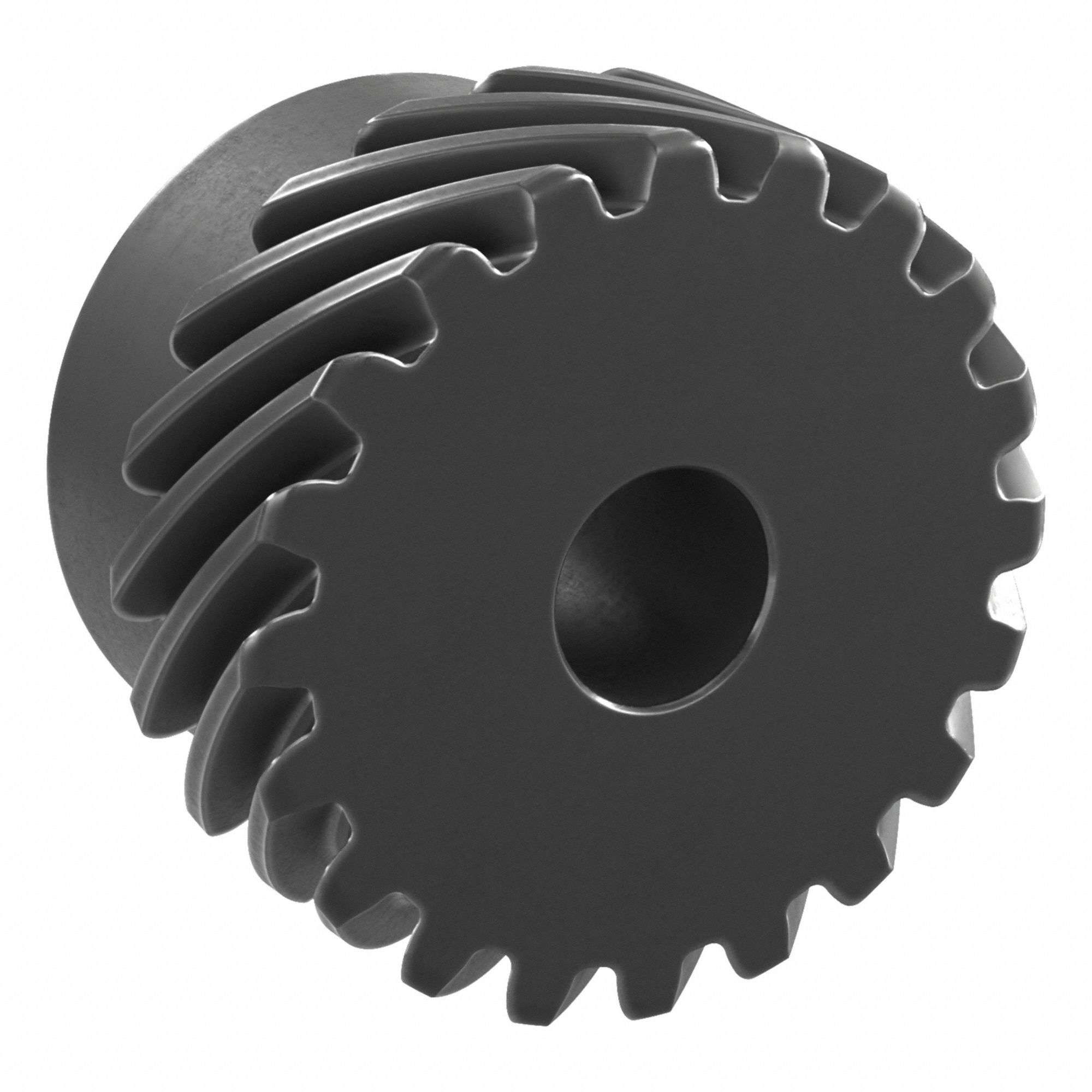 Screw Gear: Left Hand, Module m 1, Black Oxide Coated Carbon Steel, 8 mm Bore Dia, 20 Teeth