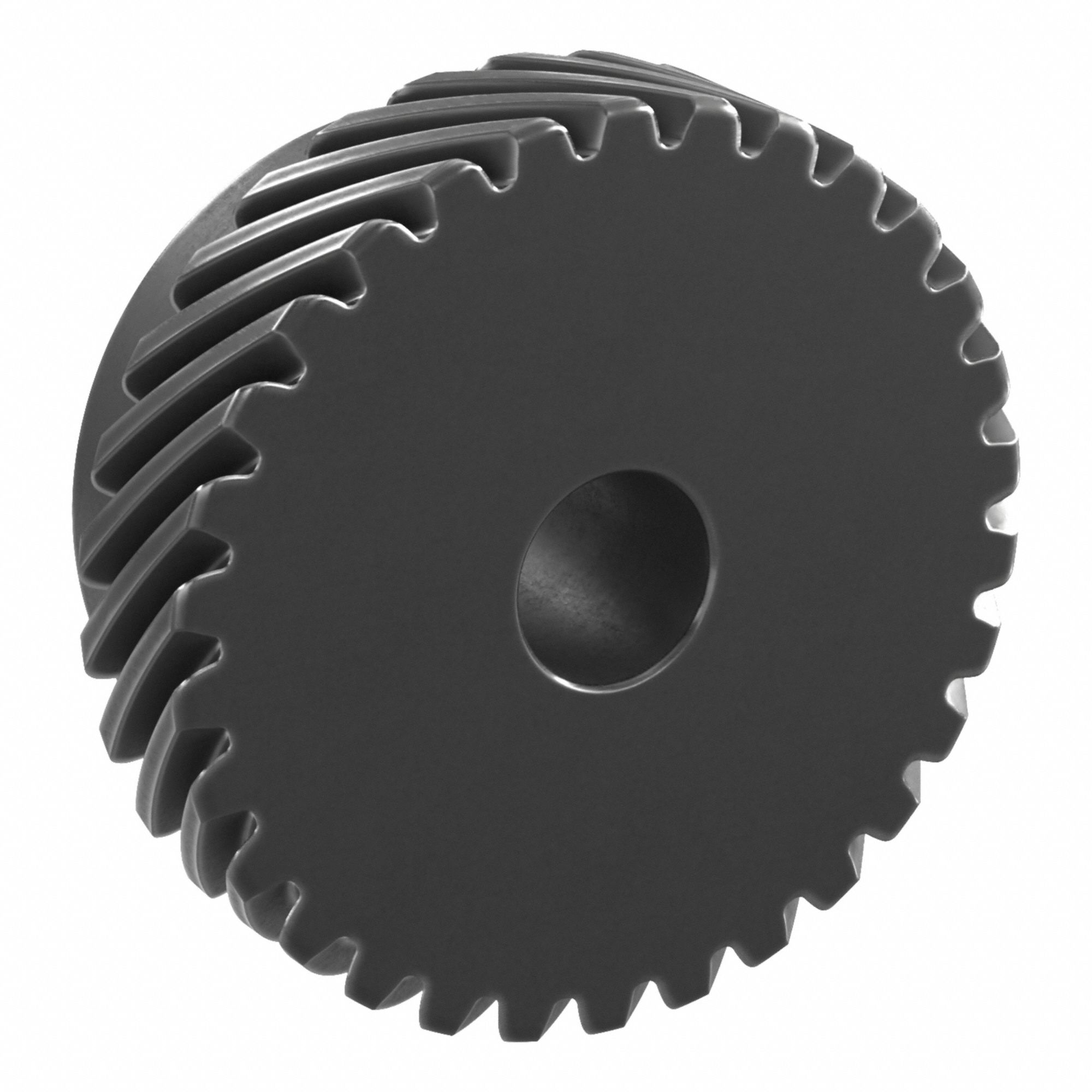 Screw Gear: Left Hand, Module m 1, Black Oxide Coated Carbon Steel, 10 mm Bore Dia, 30 Teeth
