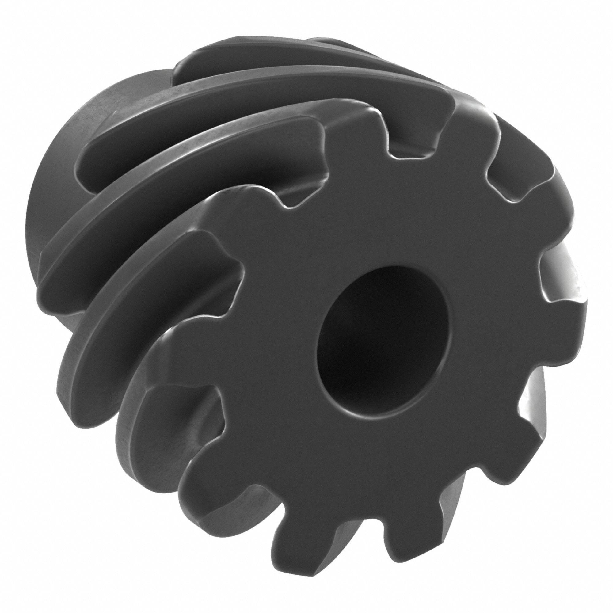 Screw Gear: Left Hand, Module m 2.5, Black Oxide Coated Carbon Steel, 12 mm Bore Dia, 10 Teeth