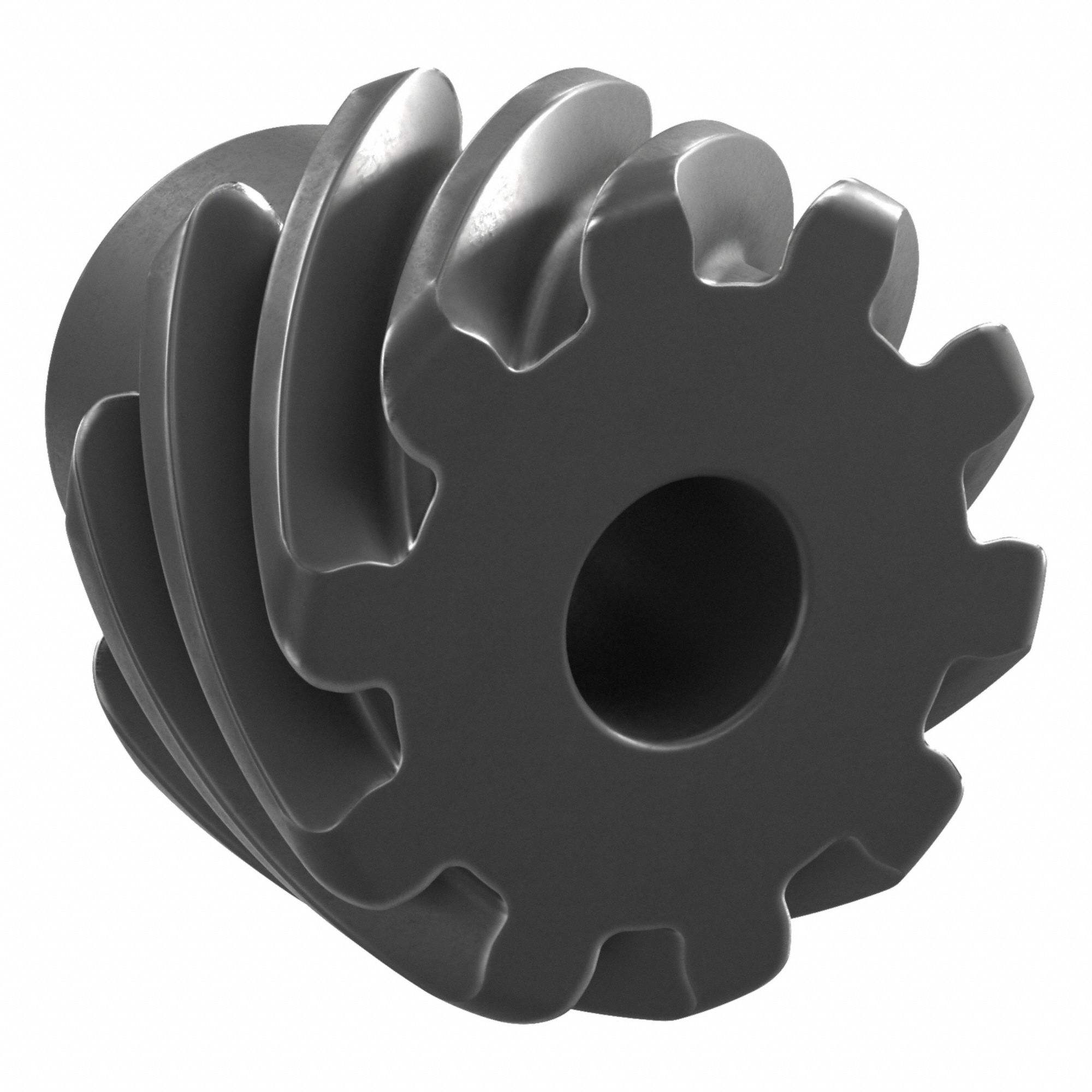 Screw Gear: Right Hand, Module m 2.5, Black Oxide Coated Carbon Steel, 12 mm Bore Dia, 10 Teeth
