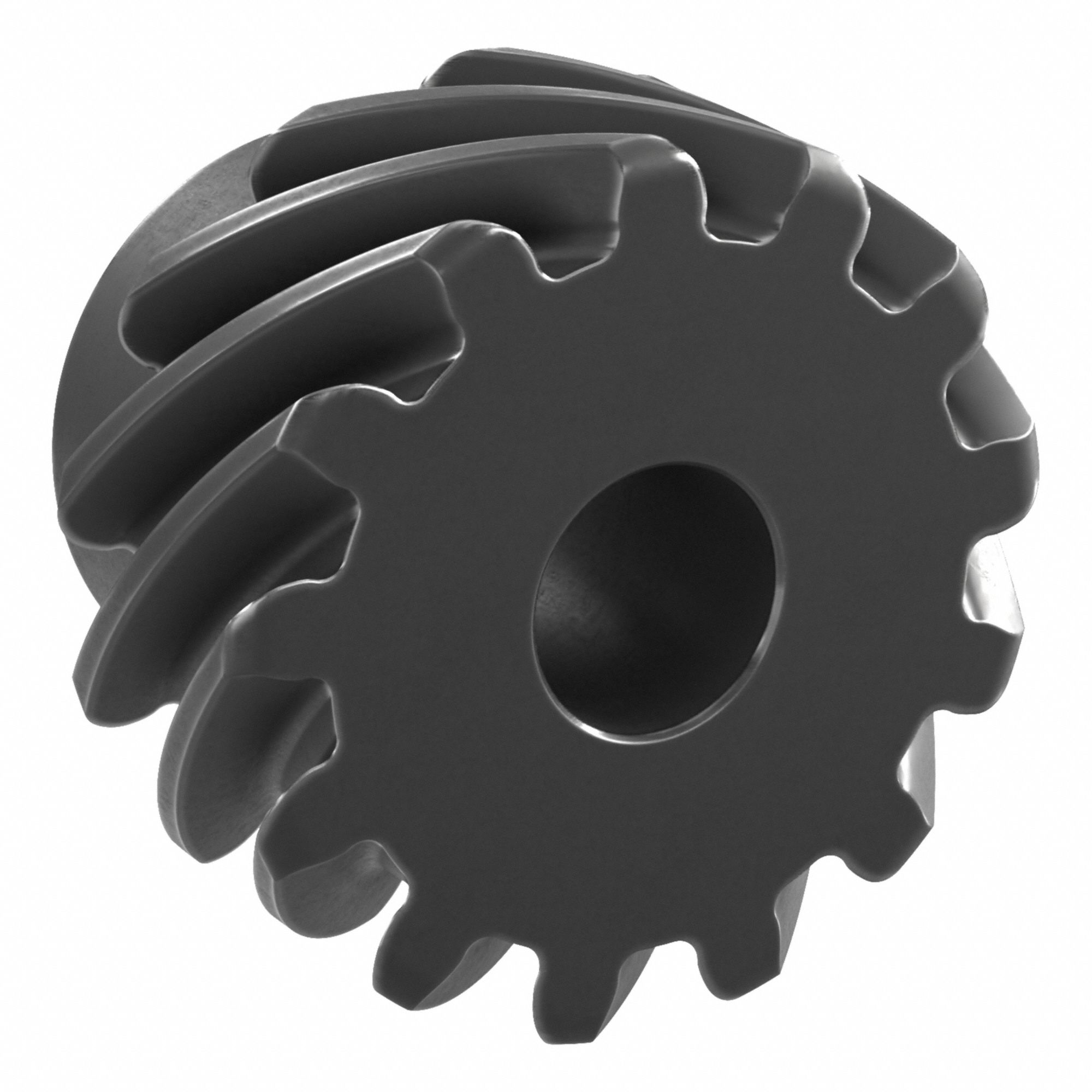 Screw Gear: Left Hand, Module m 2.5, Black Oxide Coated Carbon Steel, 15 mm Bore Dia, 13 Teeth