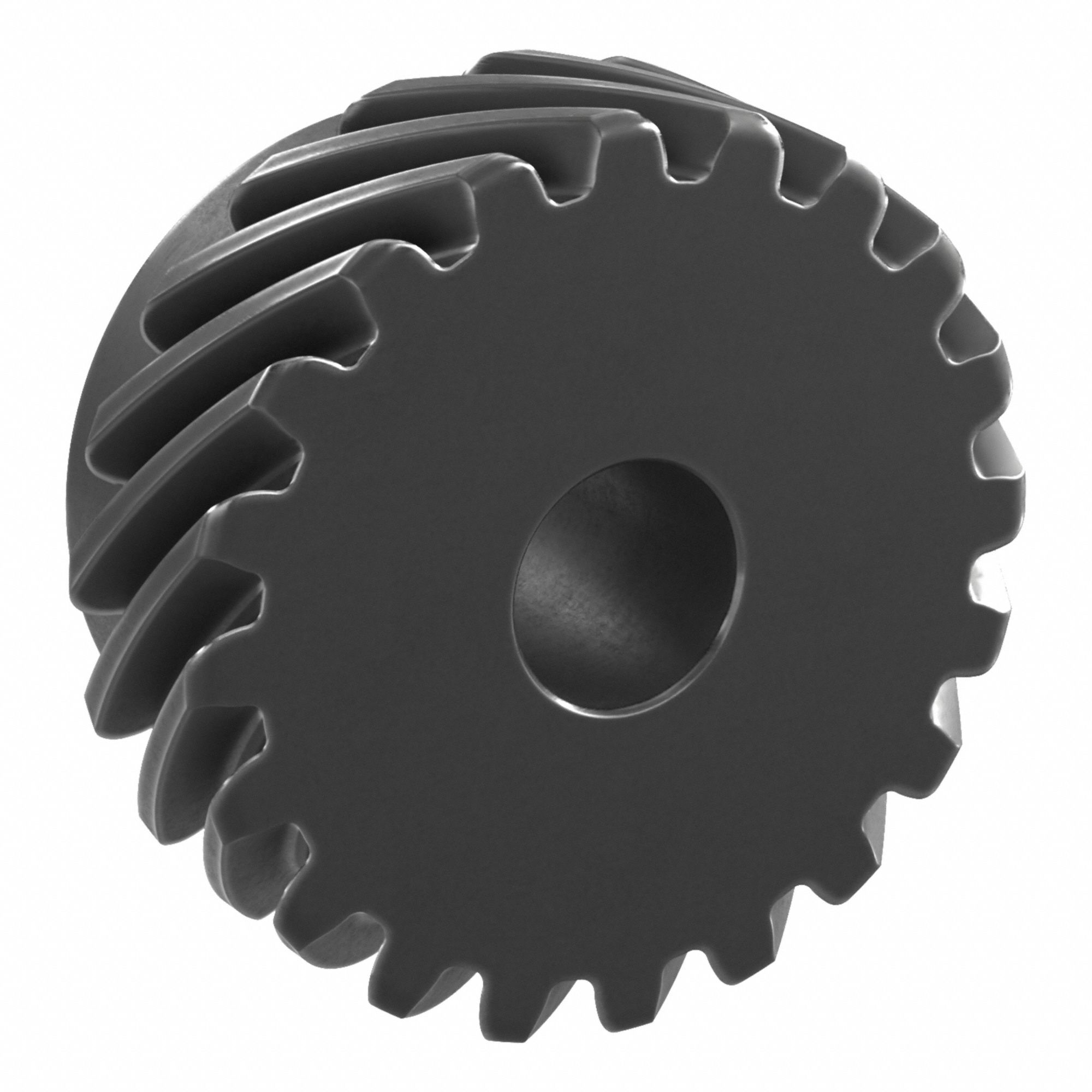Screw Gear: Left Hand, Module m 2.5, Black Oxide Coated Carbon Steel, 20 mm Bore Dia, 20 Teeth