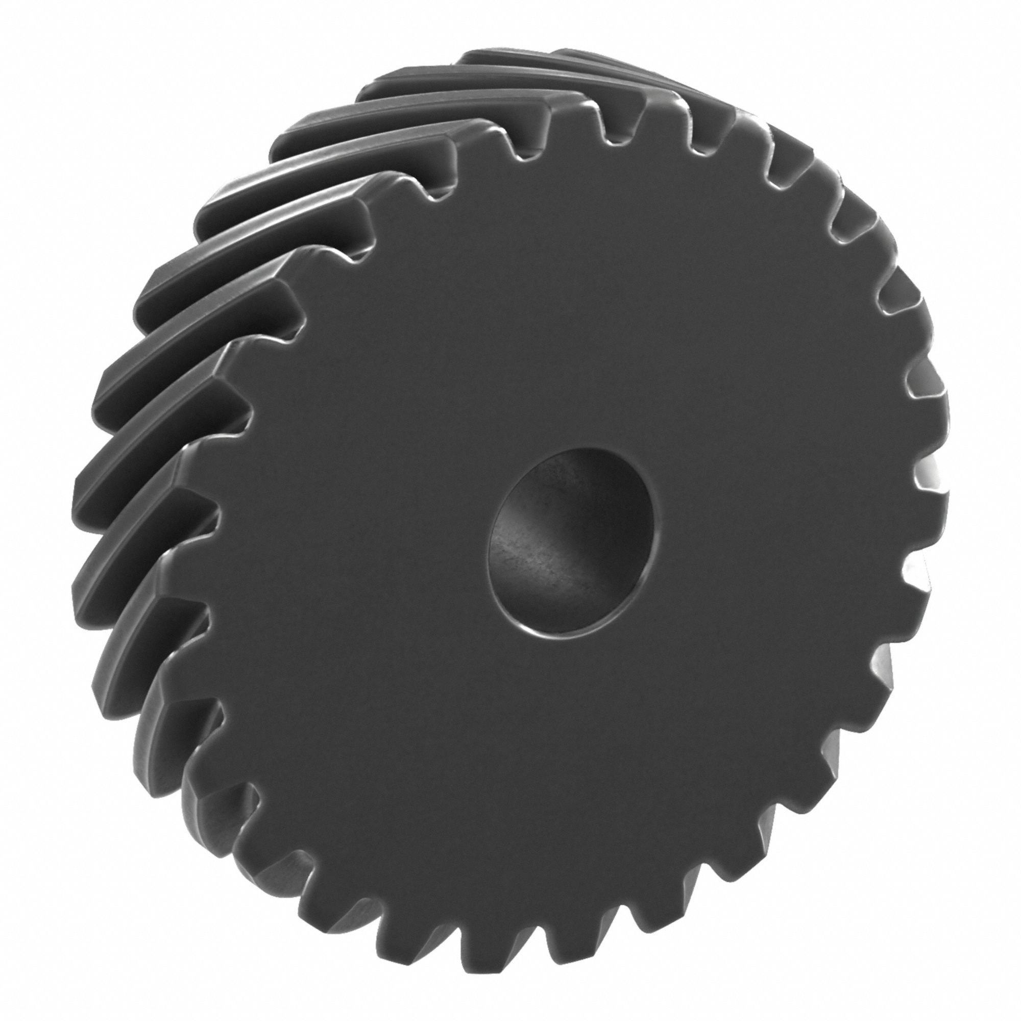 Screw Gear: Left Hand, Module m 2.5, Black Oxide Coated Carbon Steel, 20 mm Bore Dia, 26 Teeth