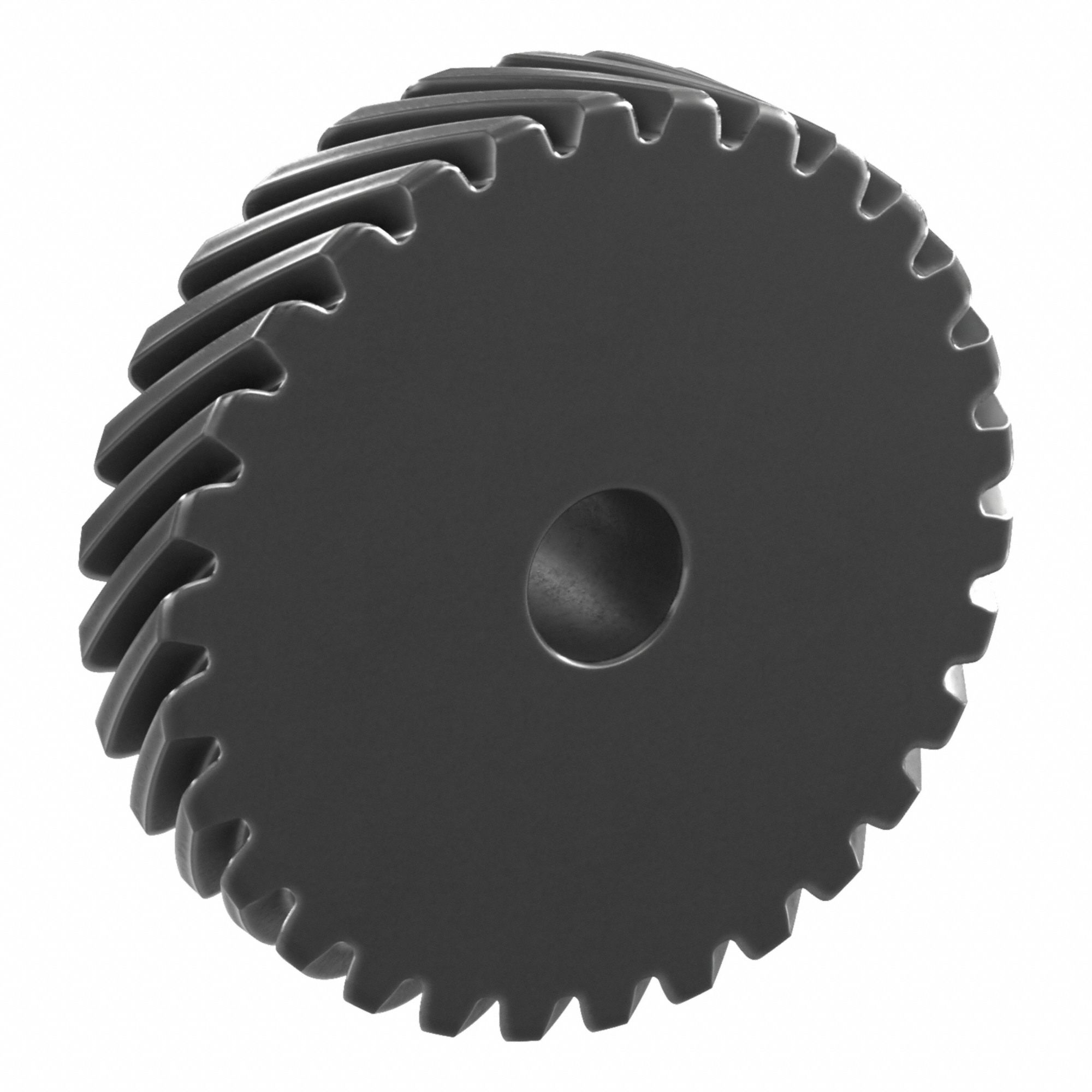 Screw Gear: Left Hand, Module m 2.5, Black Oxide Coated Carbon Steel, 20 mm Bore Dia, 30 Teeth