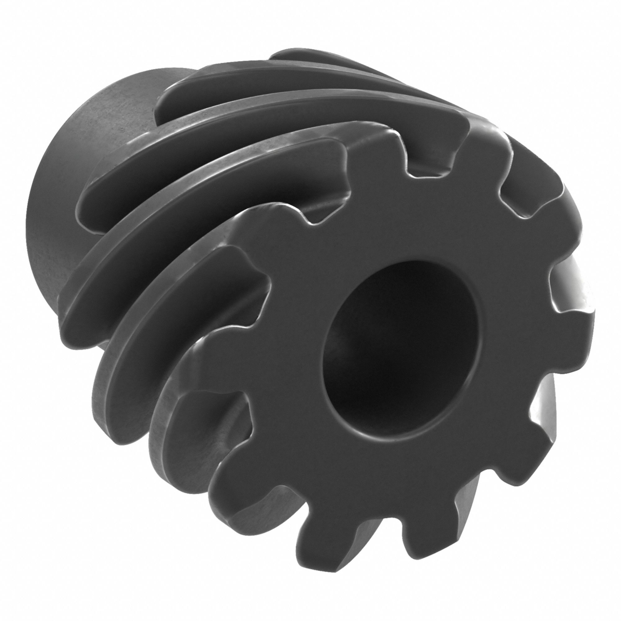 Screw Gear: Left Hand, Module m 2, Black Oxide Coated Carbon Steel, 12 mm Bore Dia, 10 Teeth