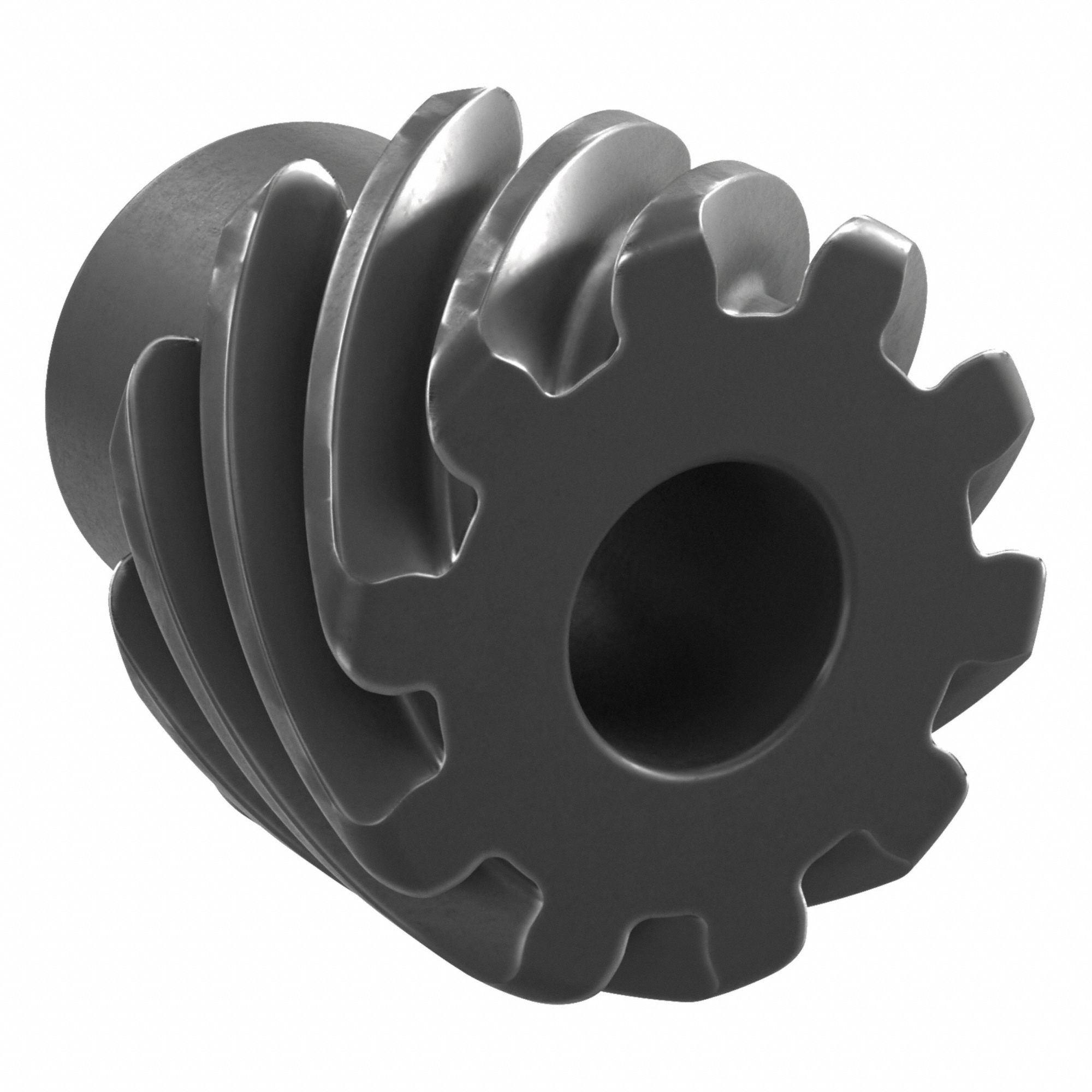 Screw Gear: Right Hand, Module m 2, Black Oxide Coated Carbon Steel, 12 mm Bore Dia, 10 Teeth