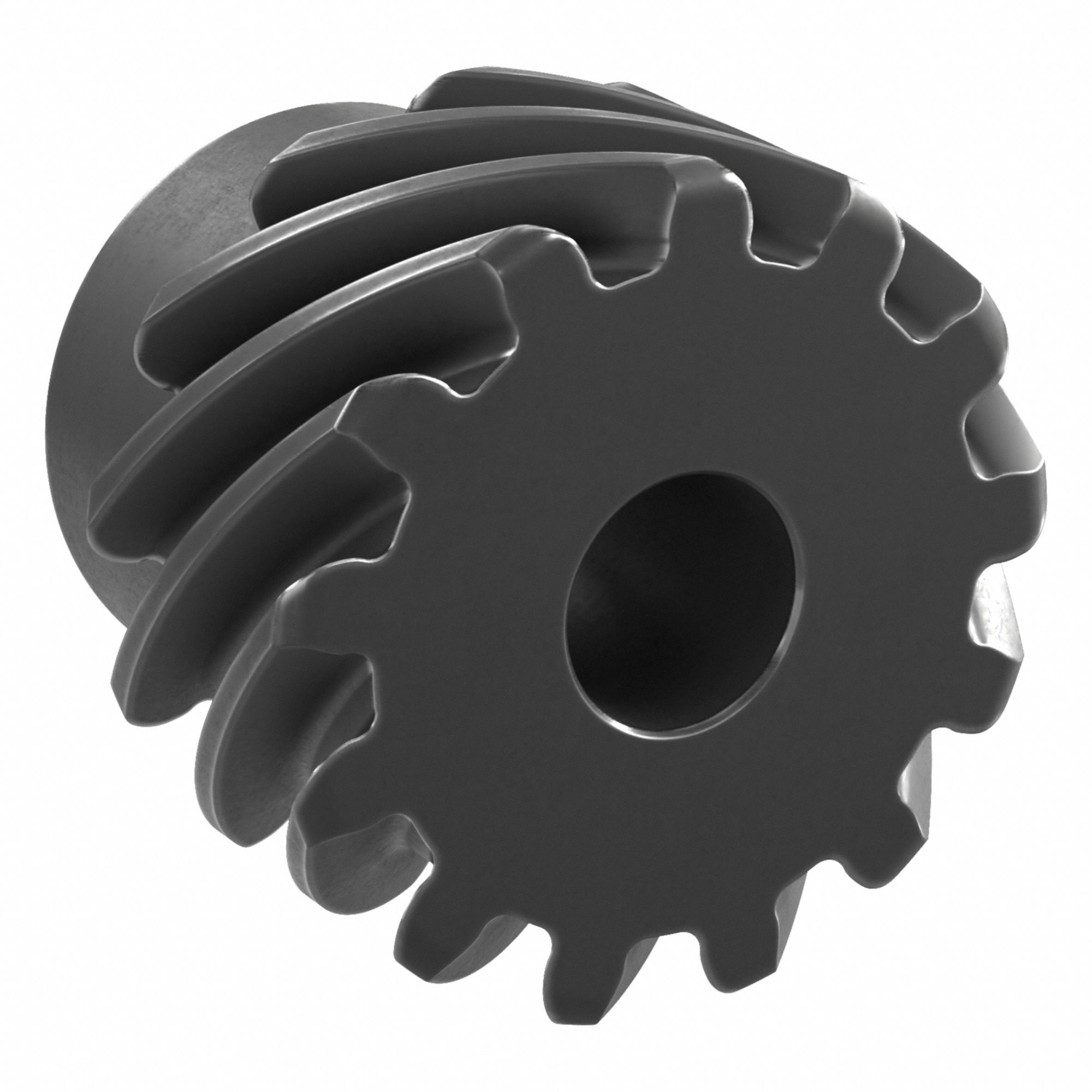 Screw Gear: Left Hand, Module m 2, Black Oxide Coated Carbon Steel, 12 mm Bore Dia, 13 Teeth