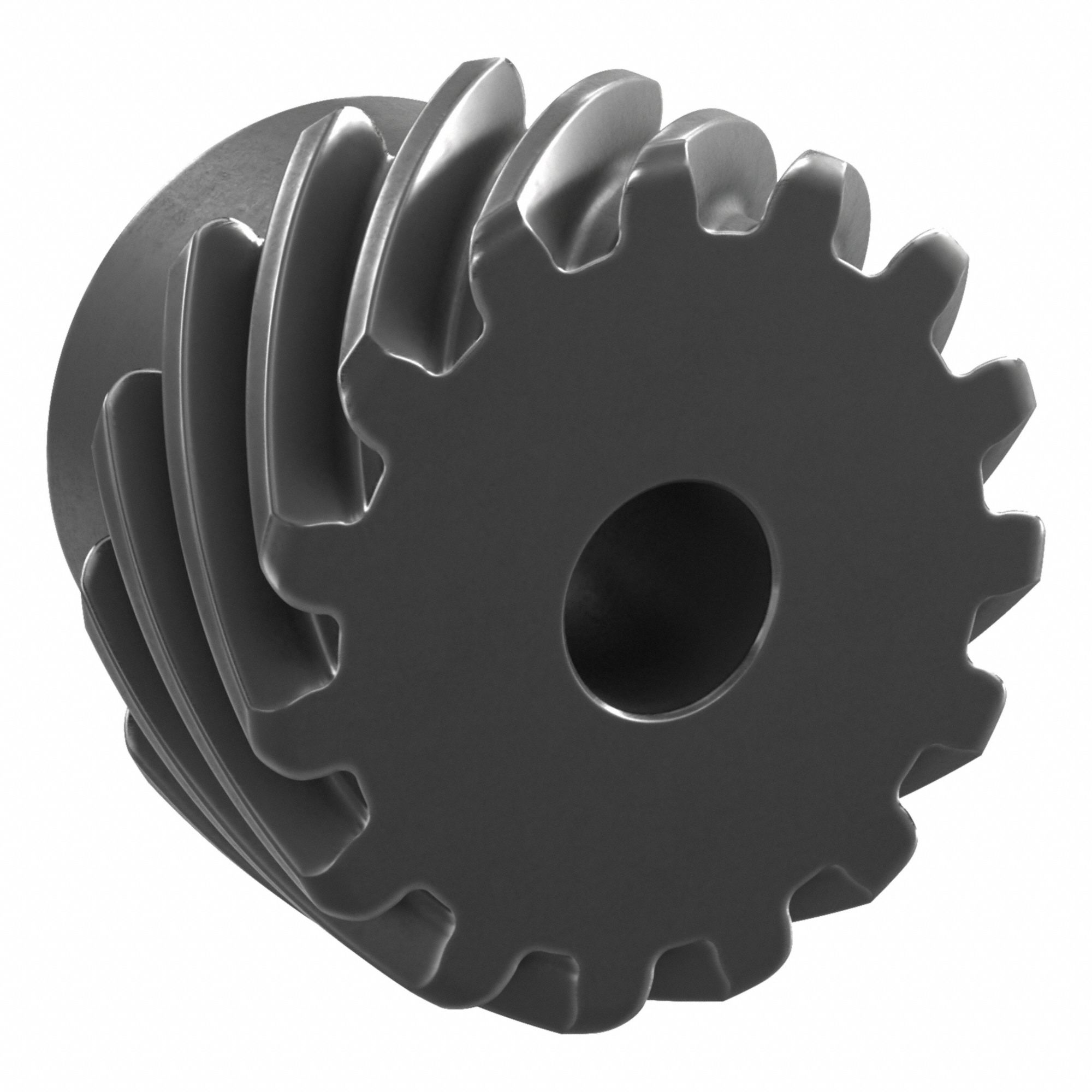 Screw Gear: Right Hand, Module m 2, Black Oxide Coated Carbon Steel, 12 mm Bore Dia, 15 Teeth