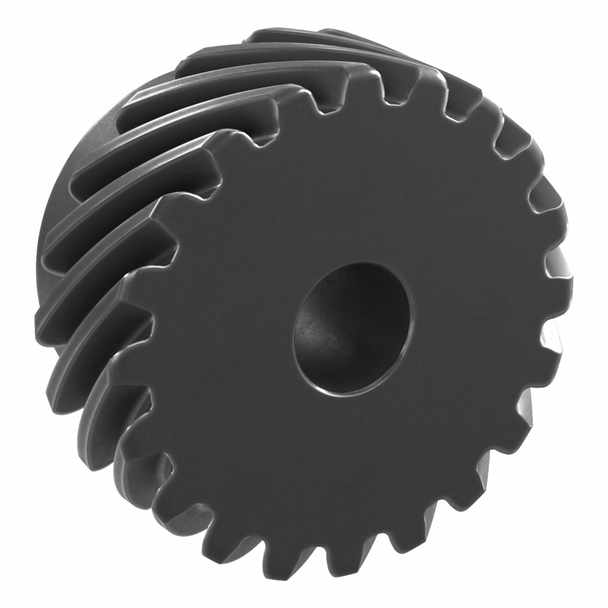 Screw Gear: Left Hand, Module m 2, Black Oxide Coated Carbon Steel, 15 mm Bore Dia, 20 Teeth