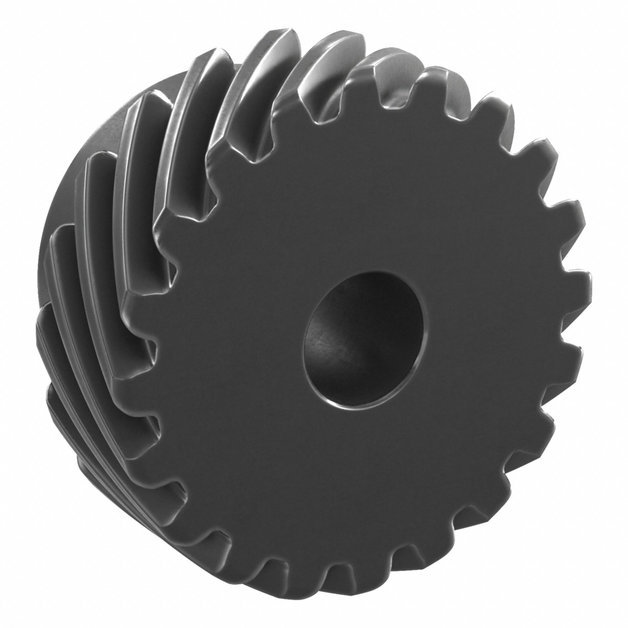 Screw Gear: Right Hand, Module m 2, Black Oxide Coated Carbon Steel, 15 mm Bore Dia, 20 Teeth